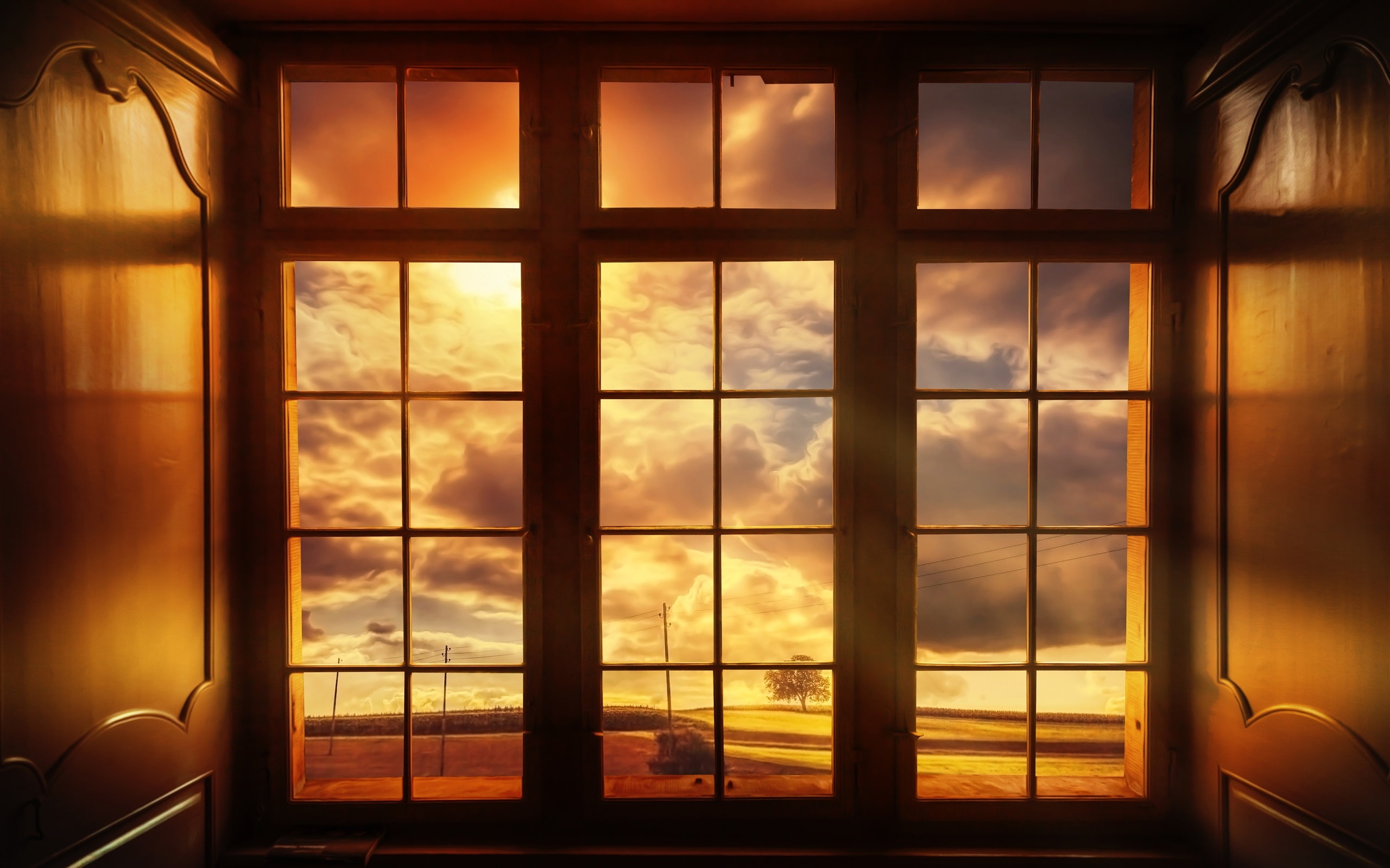 2K, Window, Clouds, World, Dusk, Outside, HD Wallpaper
