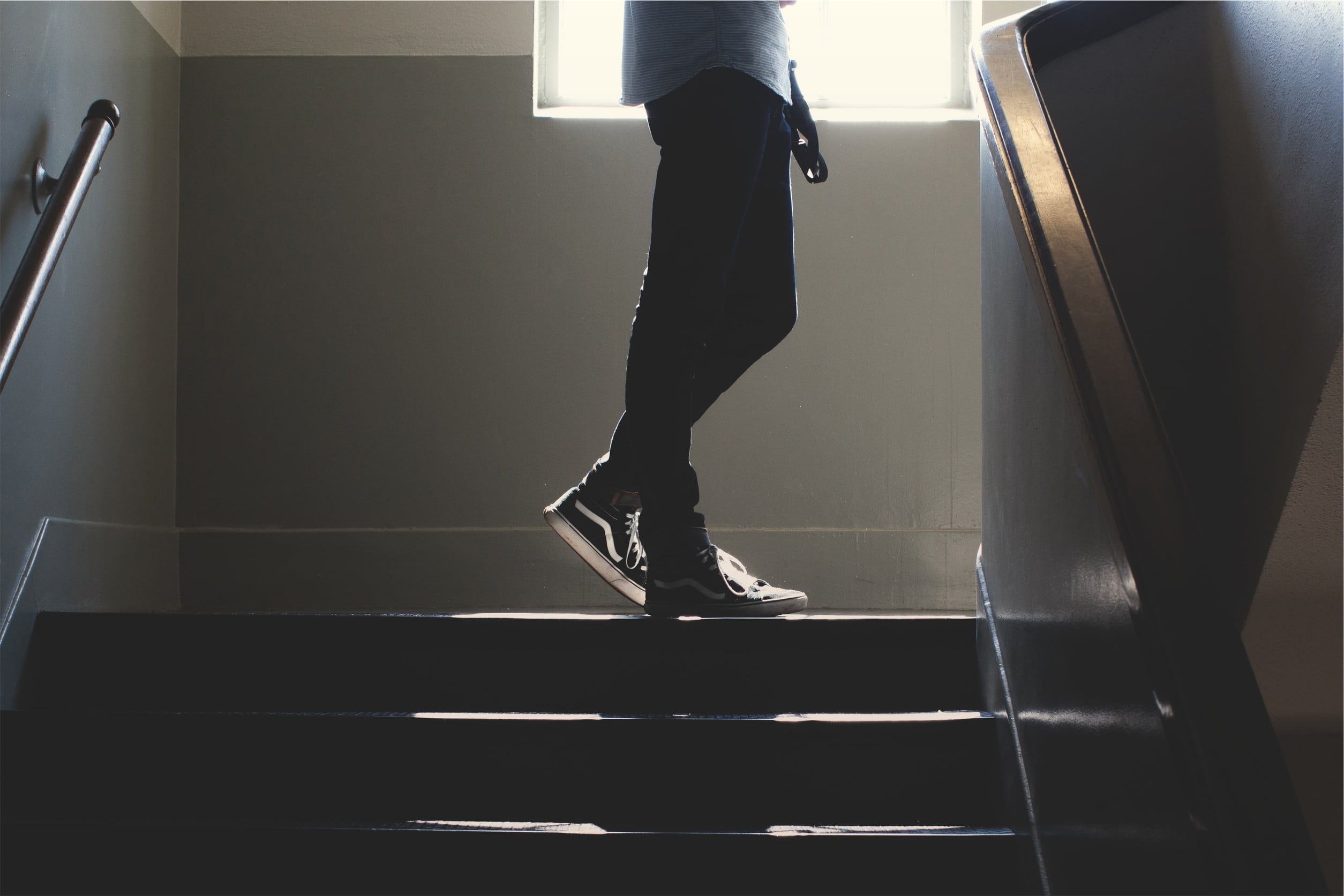 adults only, people, one person, stairs, hi, women, stairway, top, school, black, staircase, lifestyles, railing, architecture, human leg, adult, 1080P, HD Wallpaper