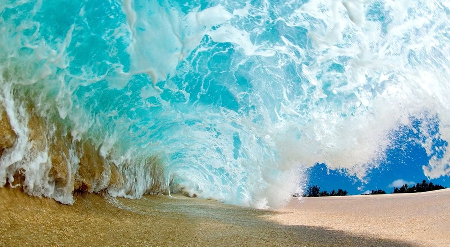 power in nature, beauty in nature, foam, wave, nature, 720P, sport, sand, beach, power, land, waves, motion, day, scenics - nature, water, cyan, outdoors, HD Wallpaper