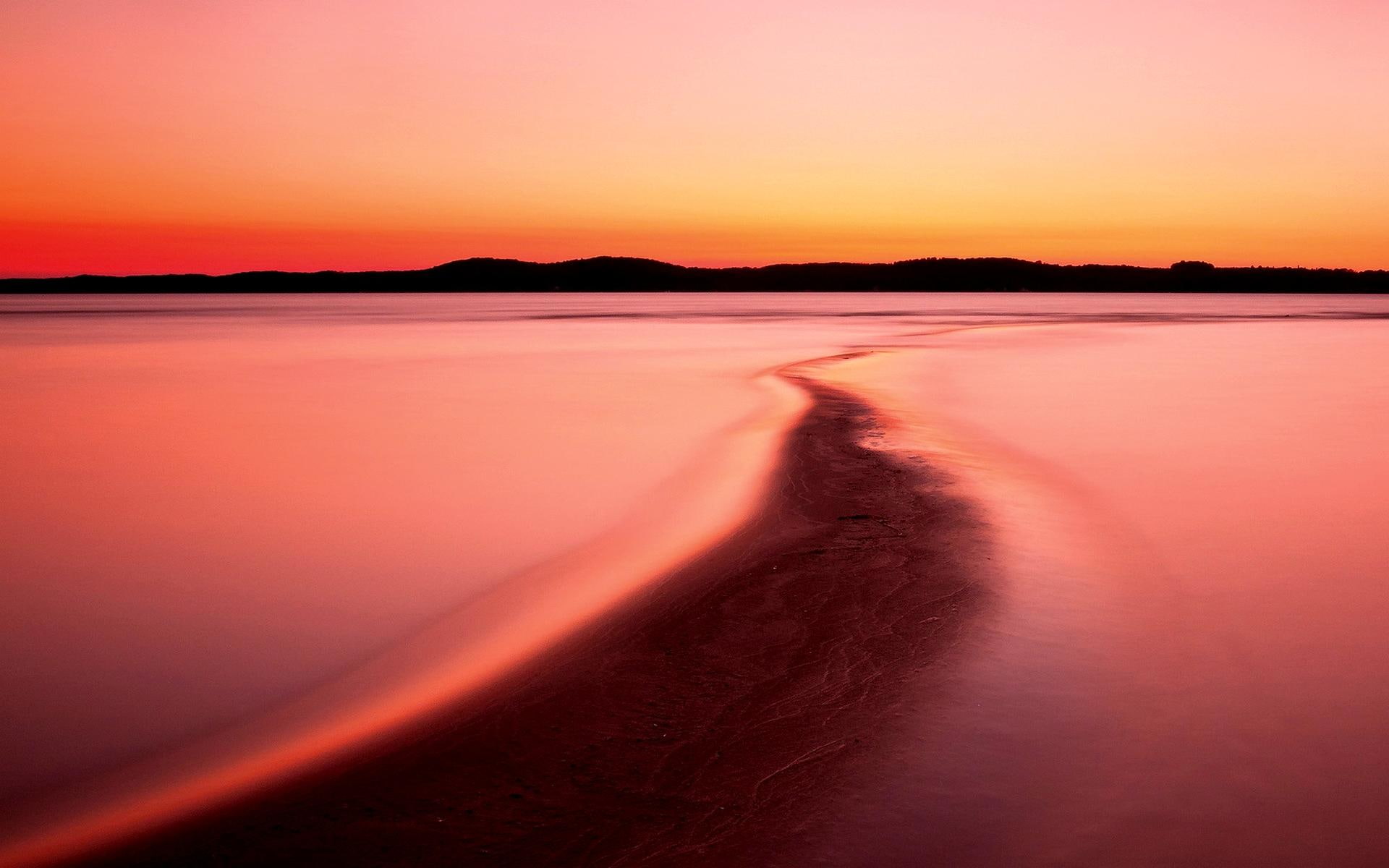 foam, 1080P, nature, foamy, sunset, lake, nature and landscapes, HD Wallpaper