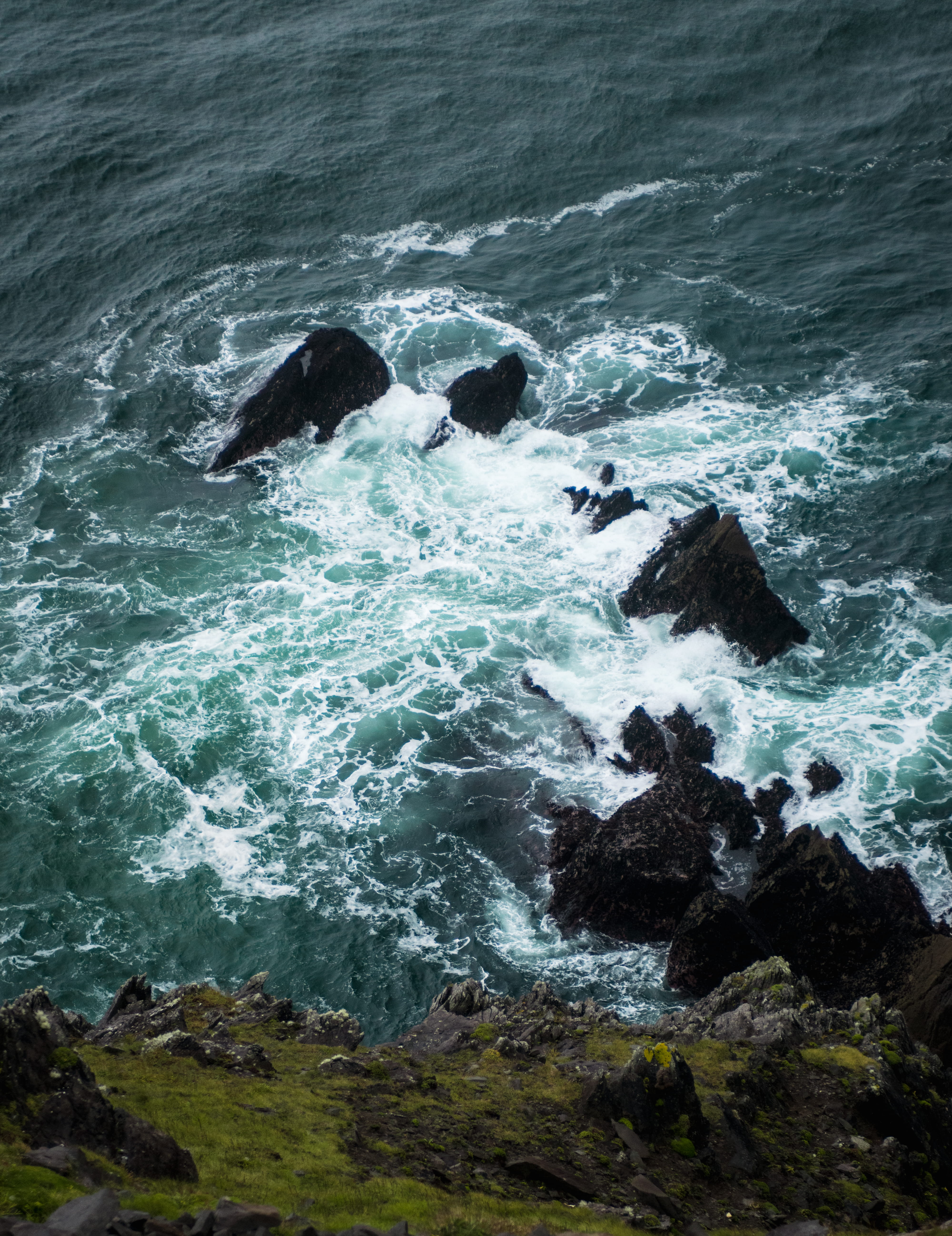 rock - object, slea head, wavy, wild atlantic way, blue, animal themes, stormy, animal, ocean foam, foam, froth, power in nature, foamy, sport, motion, Phone HD Wallpaper