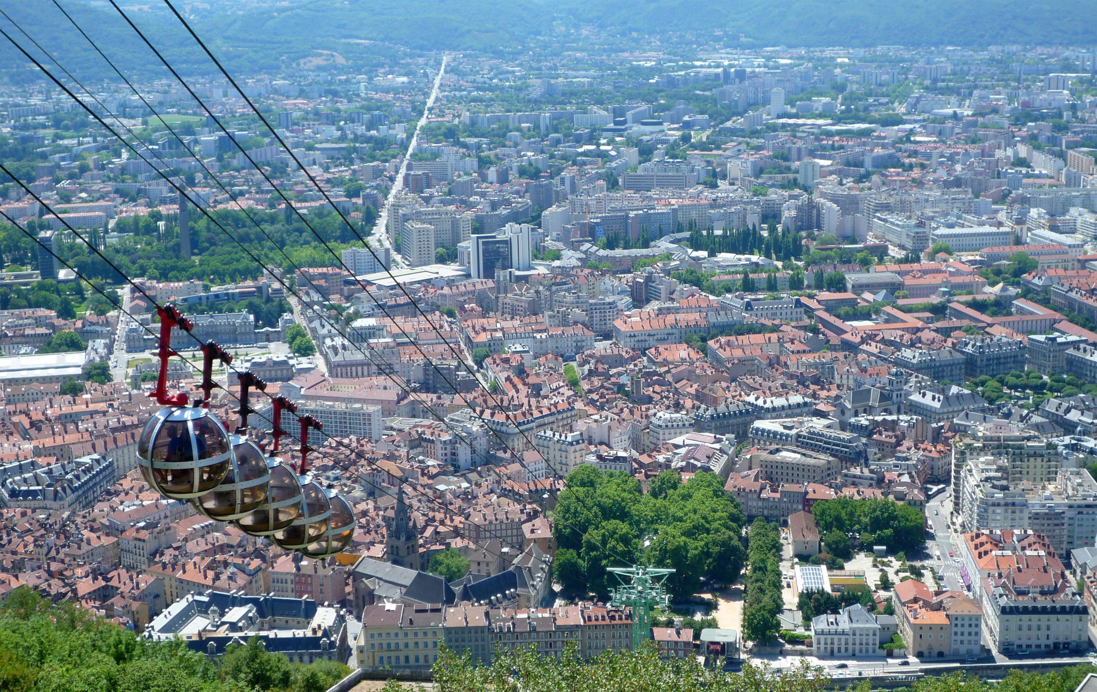 Grenoble, history, cable, high angle view, travel destinations, urban Scene, skyscraper, plant, no people, Cable Cars, France, Cityscape, urban, building, HD Wallpaper