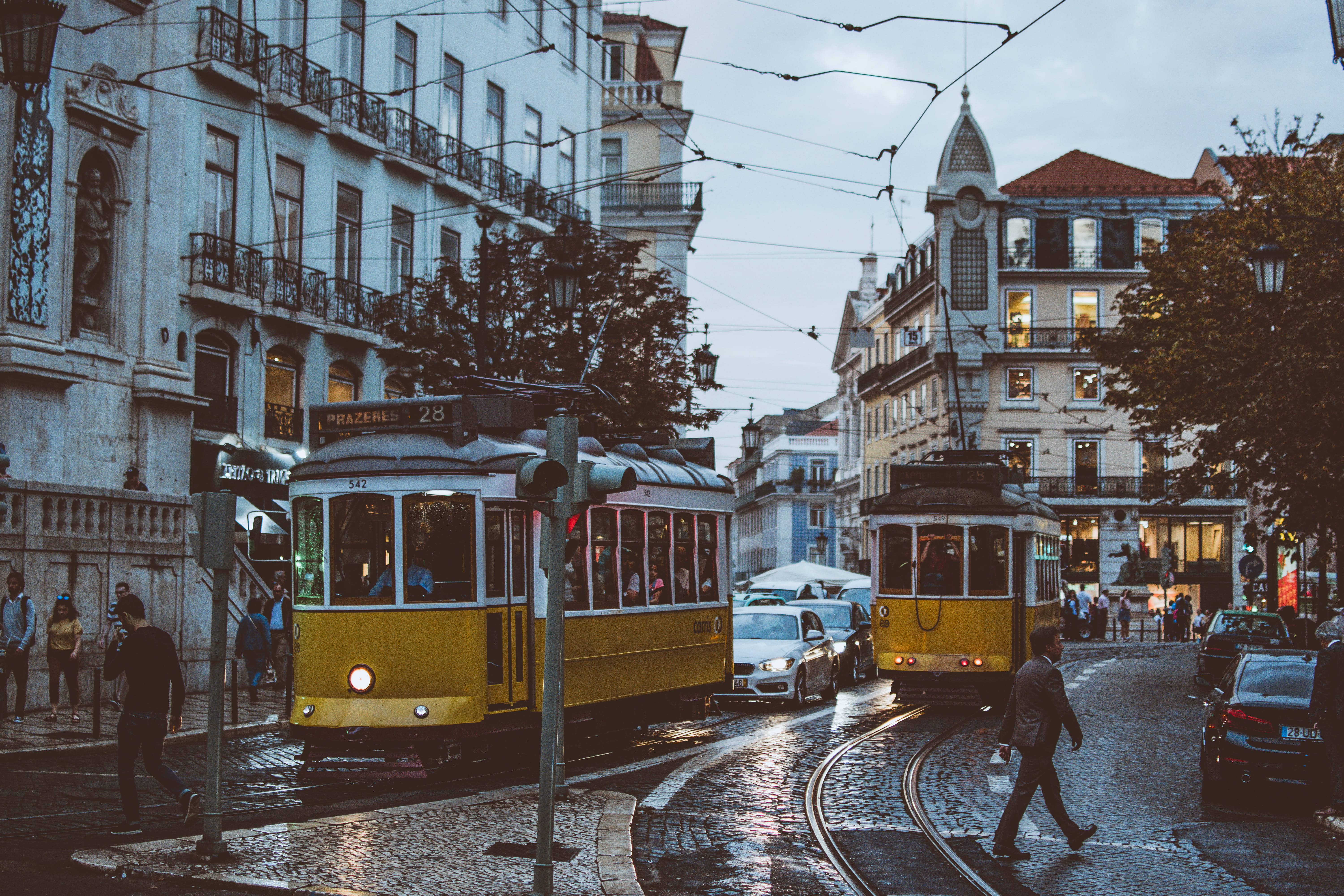 cars, transportation system, mode of transportation, locomotive, Tramway, train, people, 5K, railway, traffic, real people, street, built structure, tourism, HD Wallpaper