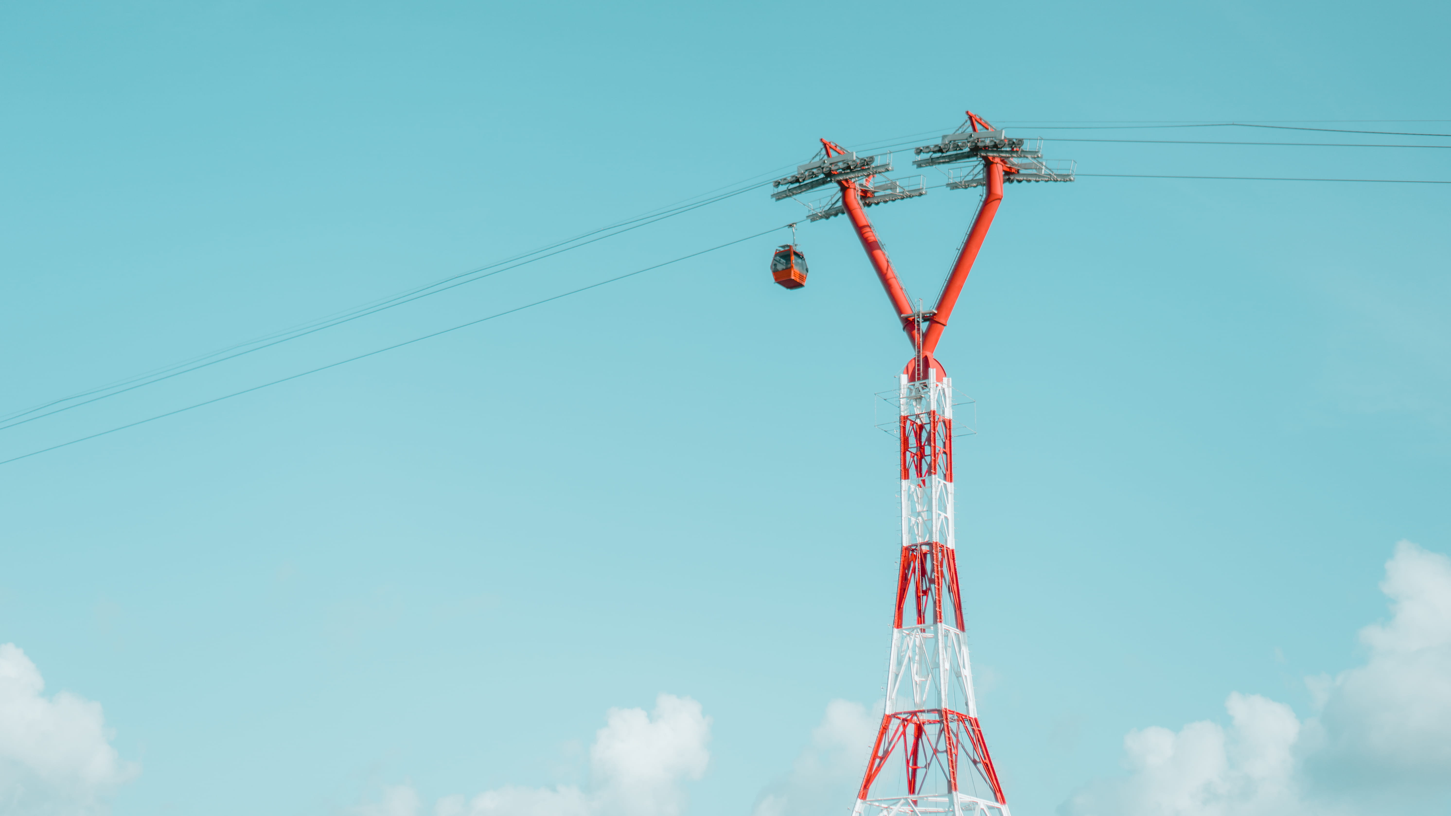 power supply, tall - high, utility, red, no people, steel, blue, tower, white, electricity pylon, environment, low angle view, clouds, angle, technology, HD Wallpaper