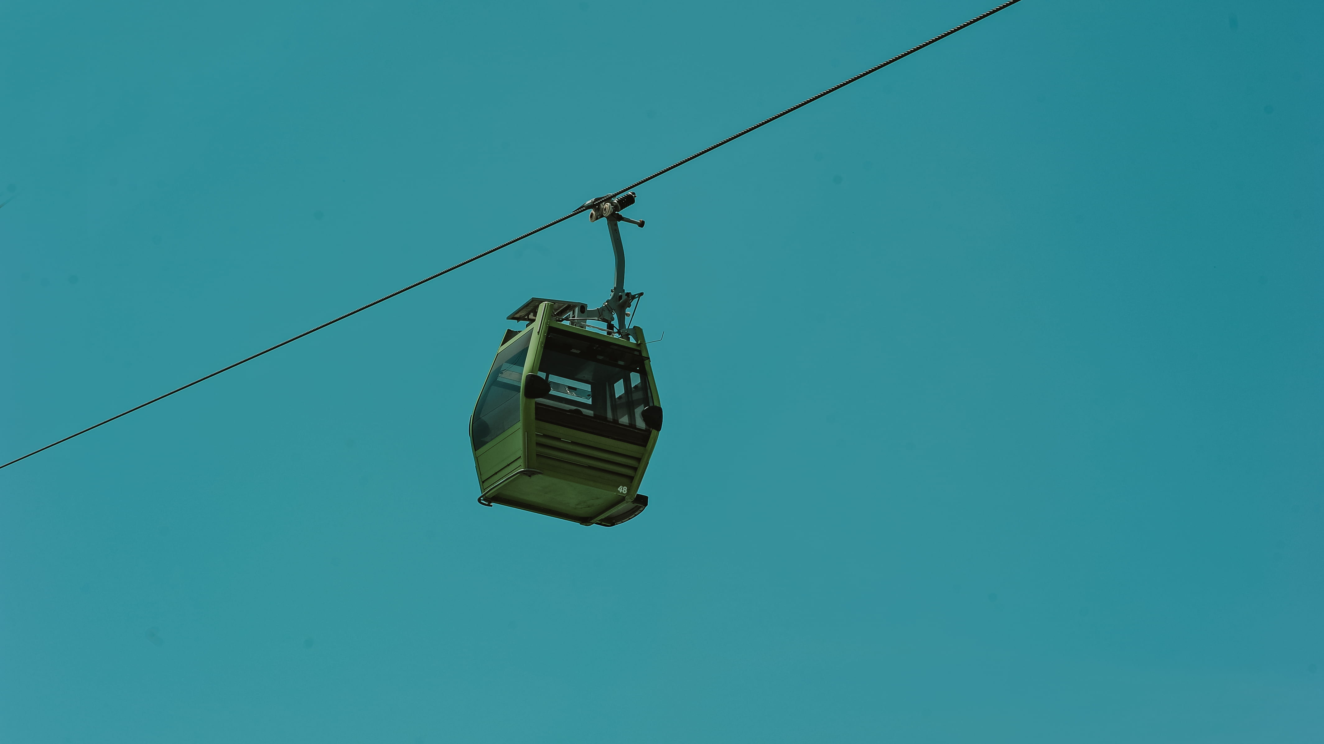 low angle view, day, technology, ski lift, transportation, travel, royalty  images, no people, connection, steel cable, cart, blue, high, cable car, clear sky, HD Wallpaper