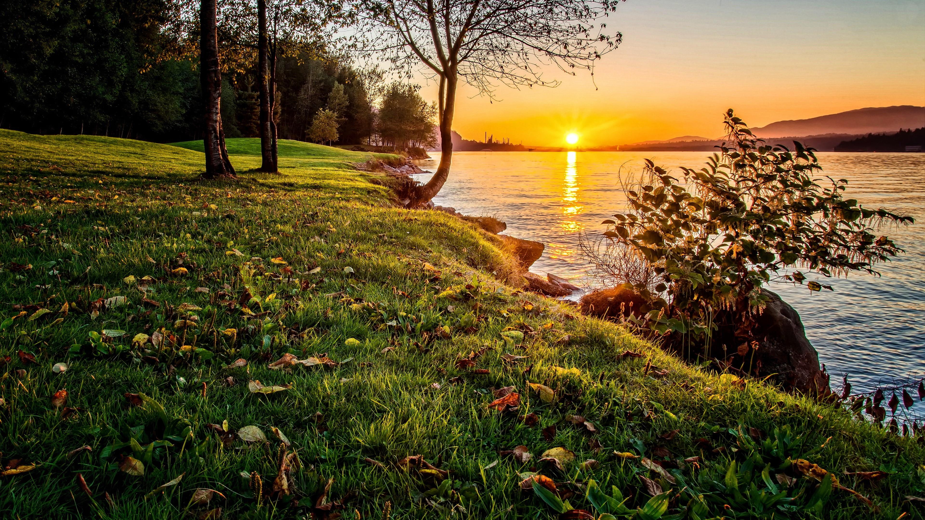 burnaby lake, 4K, canada, landscape, dramatic, burnaby lake regional park, british columbia, lakeside, lakefront, sunset, HD Wallpaper