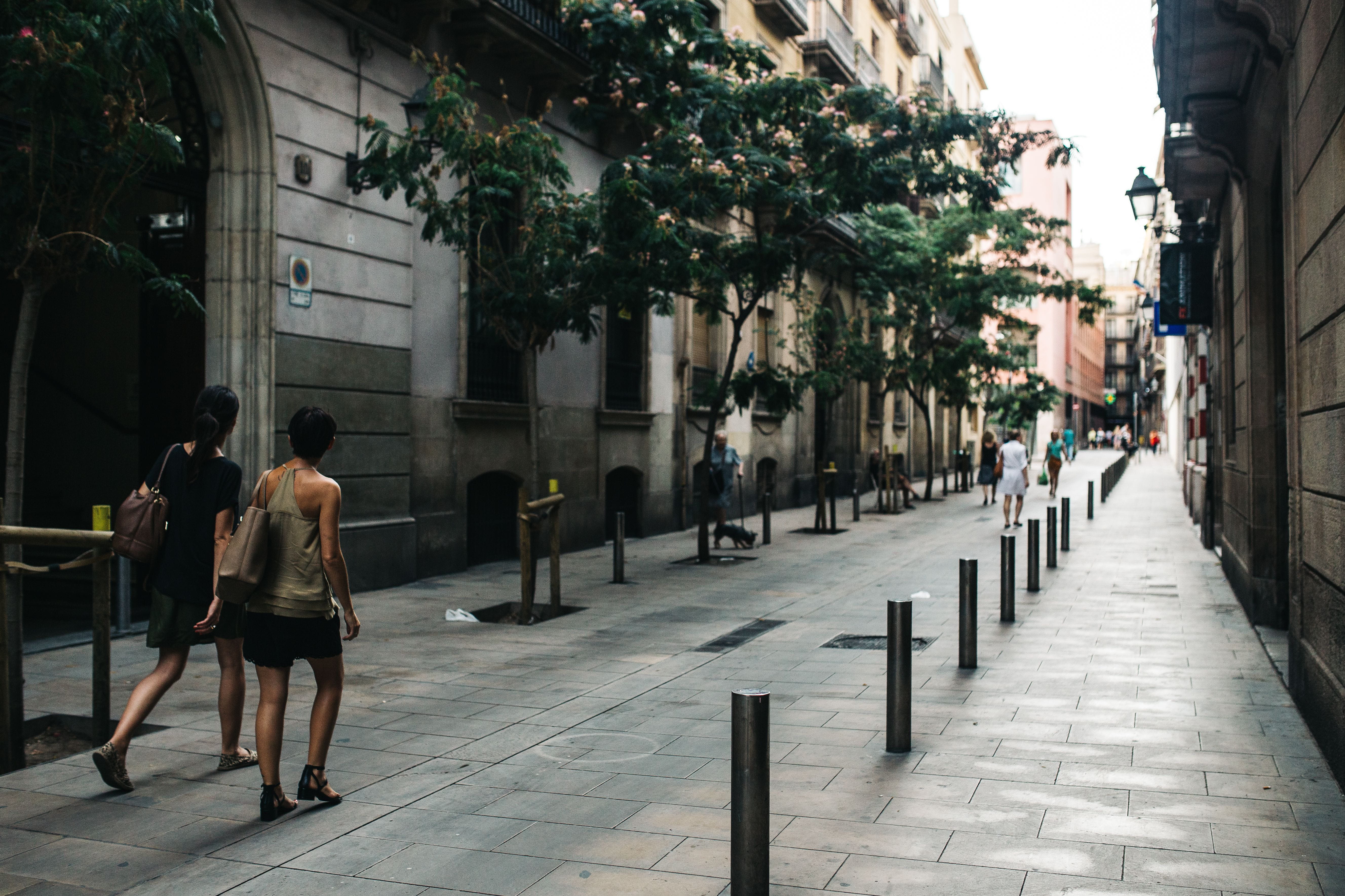 windows, group of people, houses, building, architecture, street, walking, barcelona, facade, outdoors, travel, spain, nature, building exterior, women, HD Wallpaper