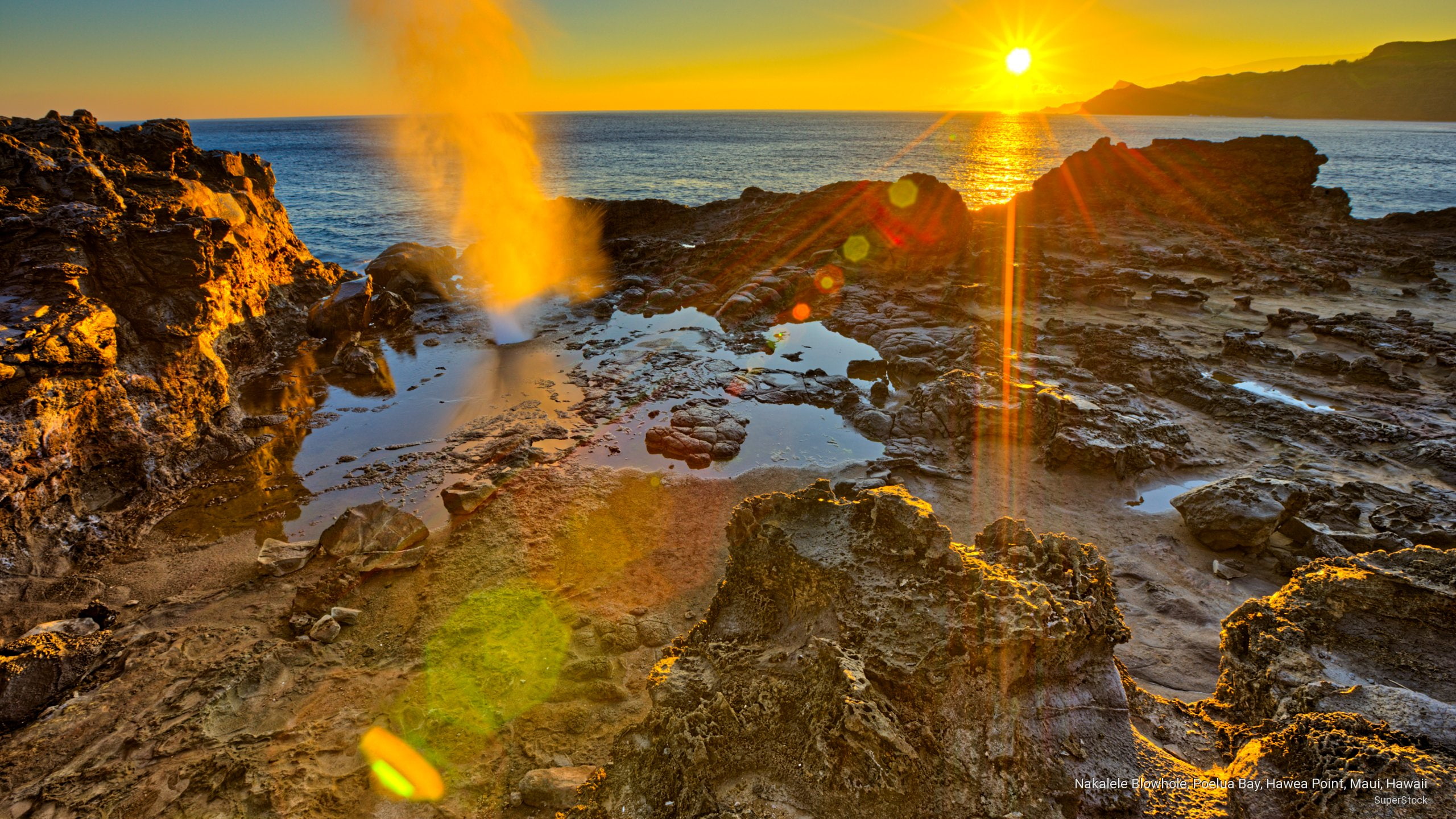 maui, poelua, point, blowhole, bay, hawea, Sunrises/Sunsets, nakalele, hawaii, 2K, HD Wallpaper
