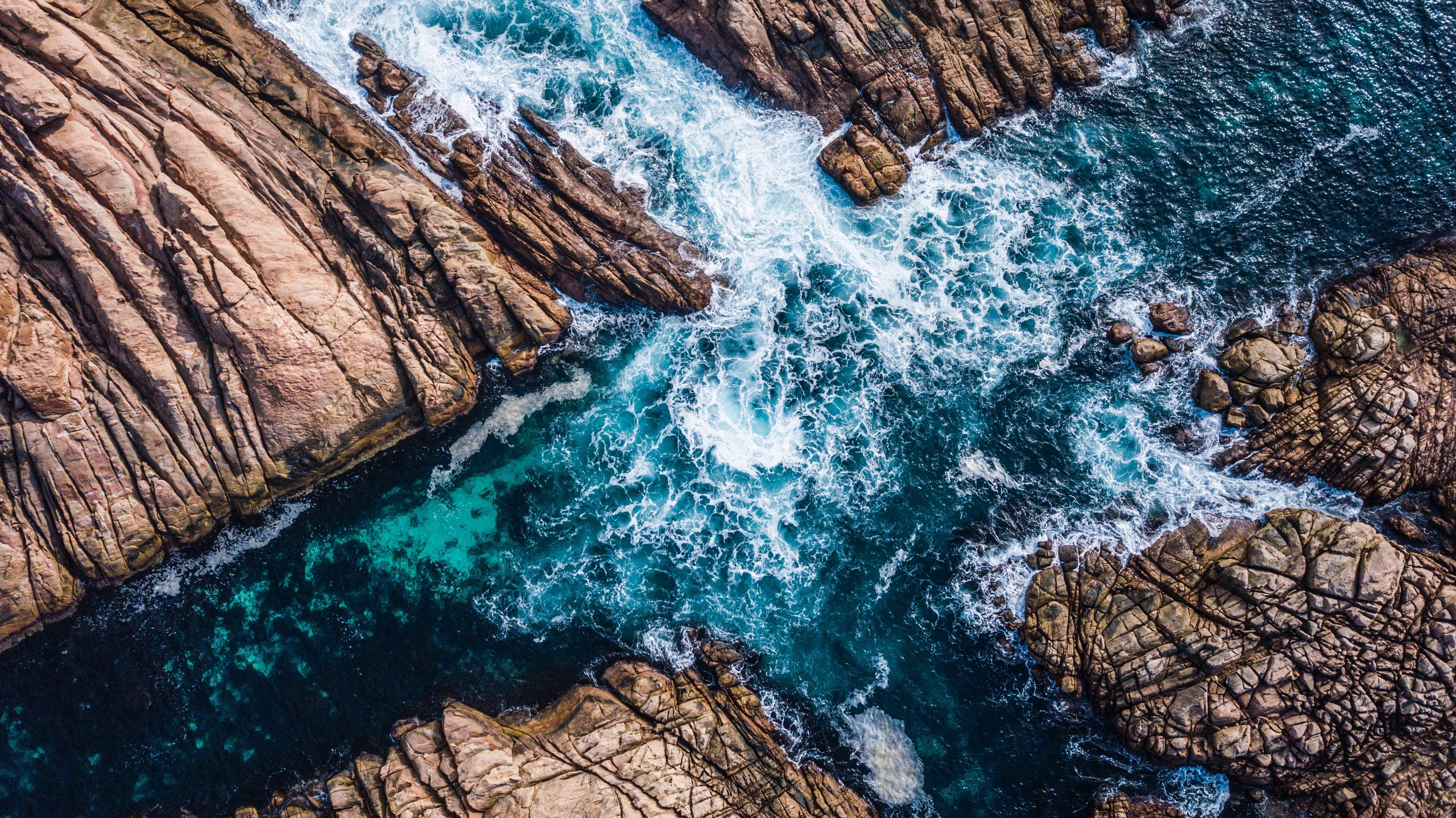 coastal, 4K, shore, water, coastal view, rocks, australia, leeuwin naturaliste national park, aerial photography, leeuwin-naturaliste national park, yallingup, HD Wallpaper