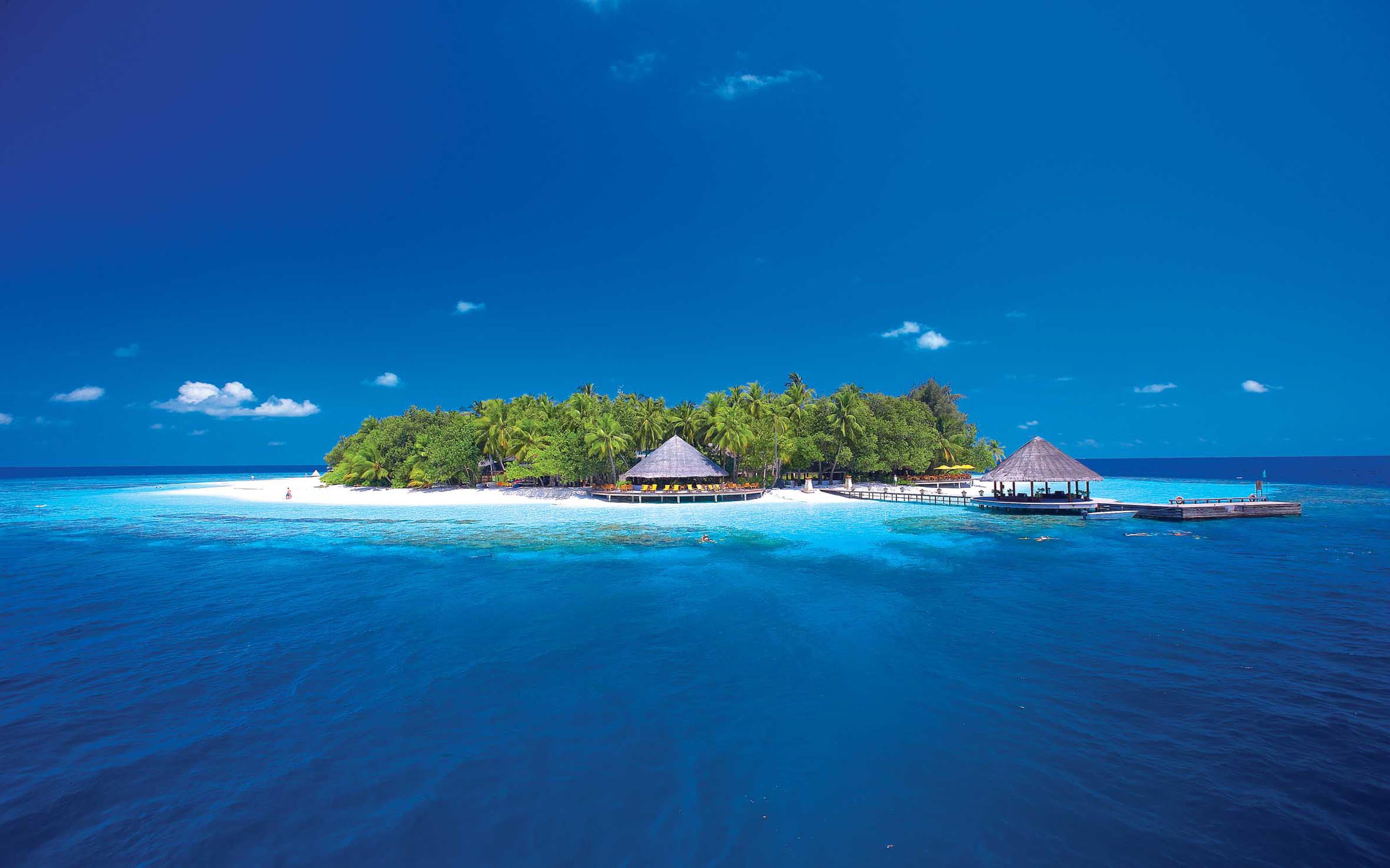 tranquility, blue, cloud - sky, sky, beauty in nature, tranquil scene, plant, outdoors, waterfront, maldives, island, indian, sea, tree, 2K, HD Wallpaper