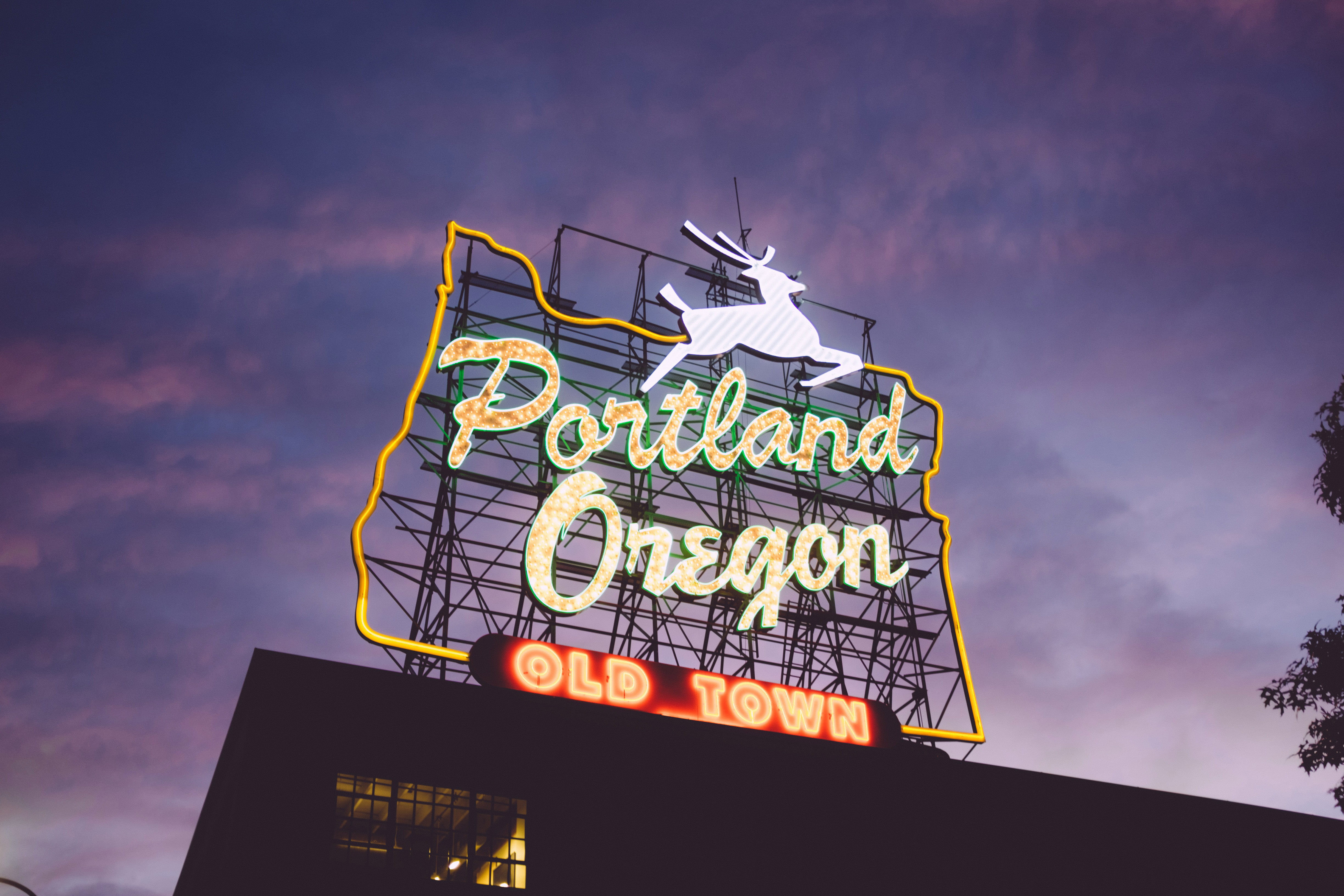 oregon, built structure, communication, no people, Oregon, text, diner, neon Light, Sign, public domain, western script, town, nightlife, building exterior, HD Wallpaper