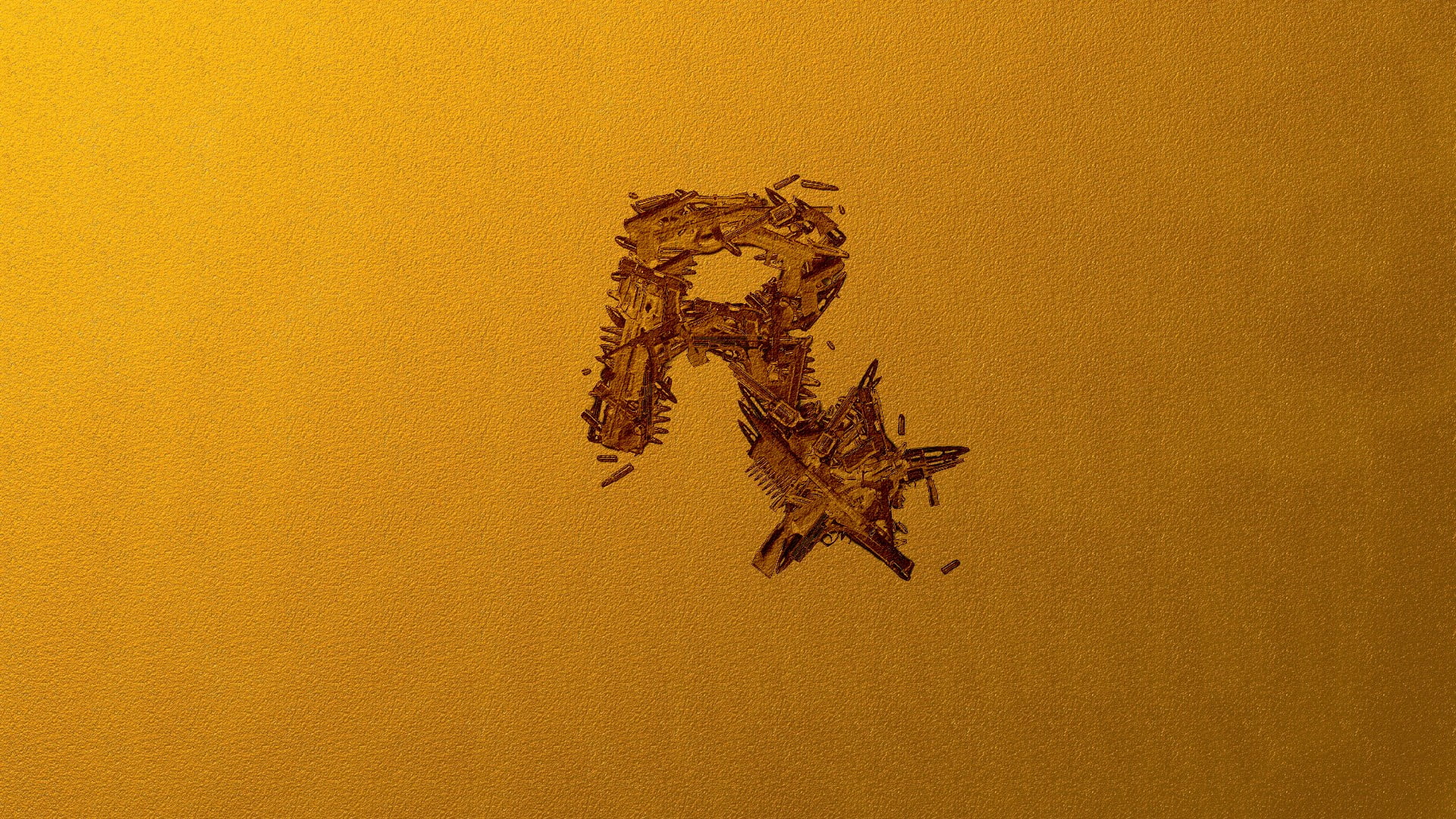 backgrounds, orange color, creativity, logo, indoors, art and craft, pattern, no people, Rockstar Games, 1080P, animal wildlife, craft, gold, rock, representation, HD Wallpaper