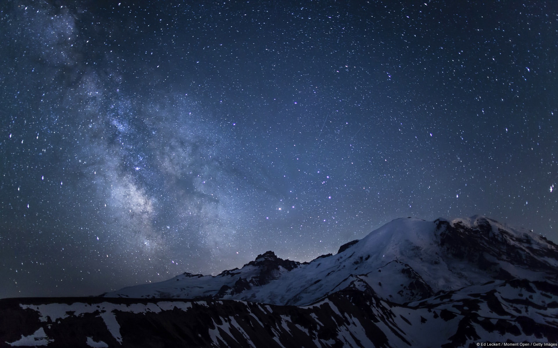  mount, nature, night, 1080P, tranquil scene, mountain, windows, astronomy, no people, space, tranquility, rainier, winter, galactic, scenics - nature, HD Wallpaper