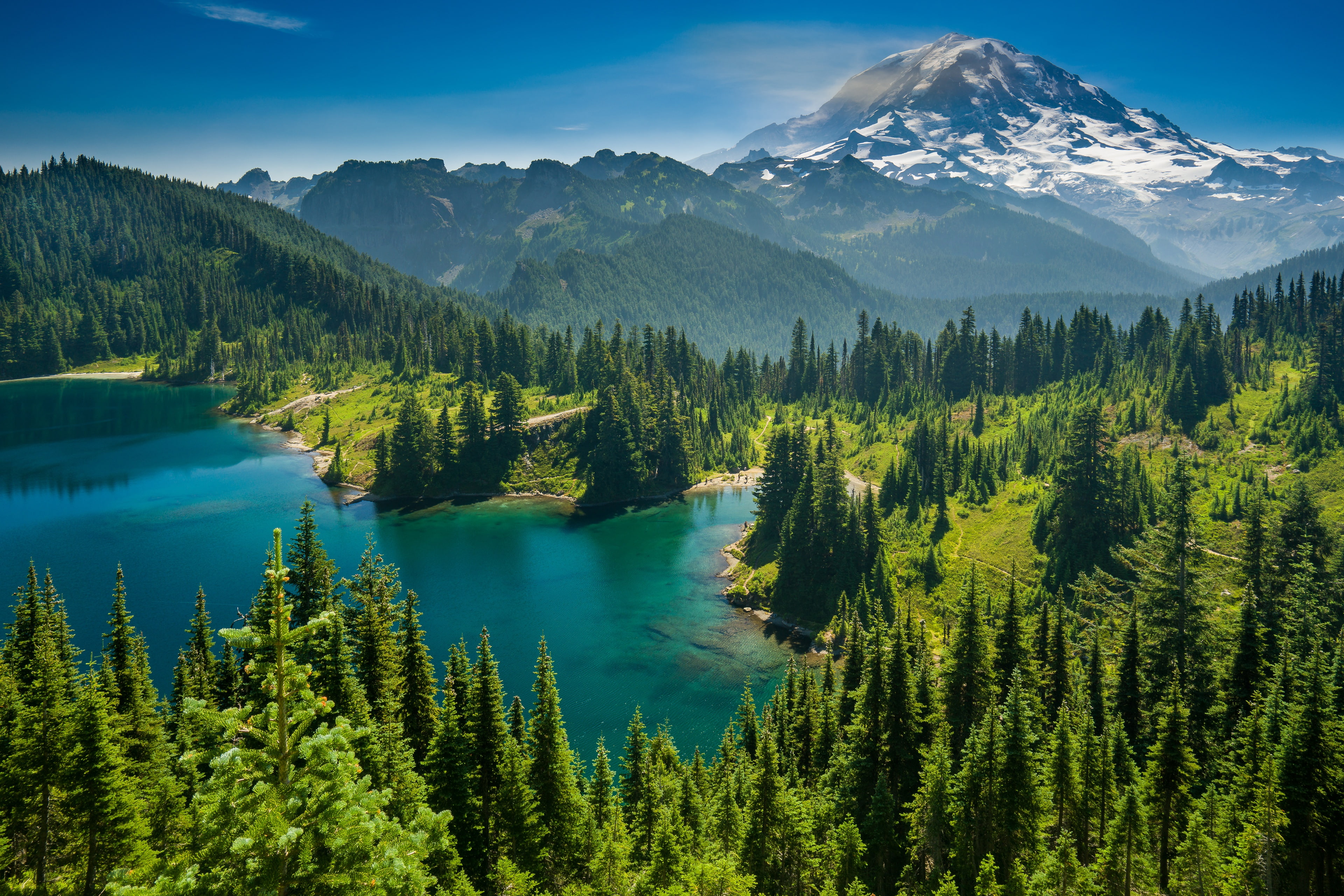 Eunice Lake, Washington, Lake Eunice, europe, banff National Park, nature, blue, tree, rock - Object, color Image, Cascade Range, canadian Rockies, 4K, HD Wallpaper