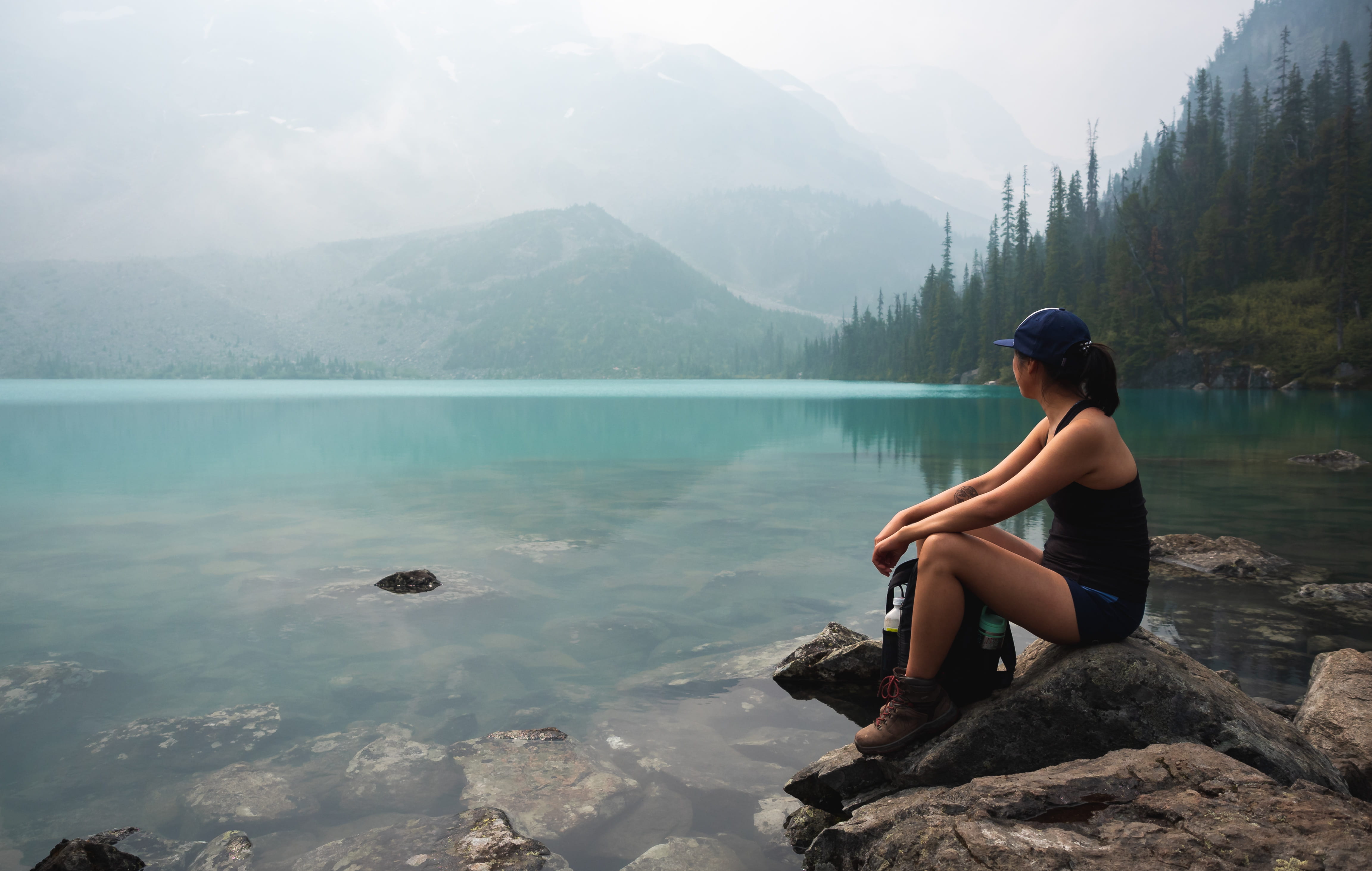 rock, enjoyment, people Traveling, nature, female, 4K, girl, sitting, outdoors, tree, sport, backpack, females, journey, young Adult, tatoo, people, sky, HD Wallpaper