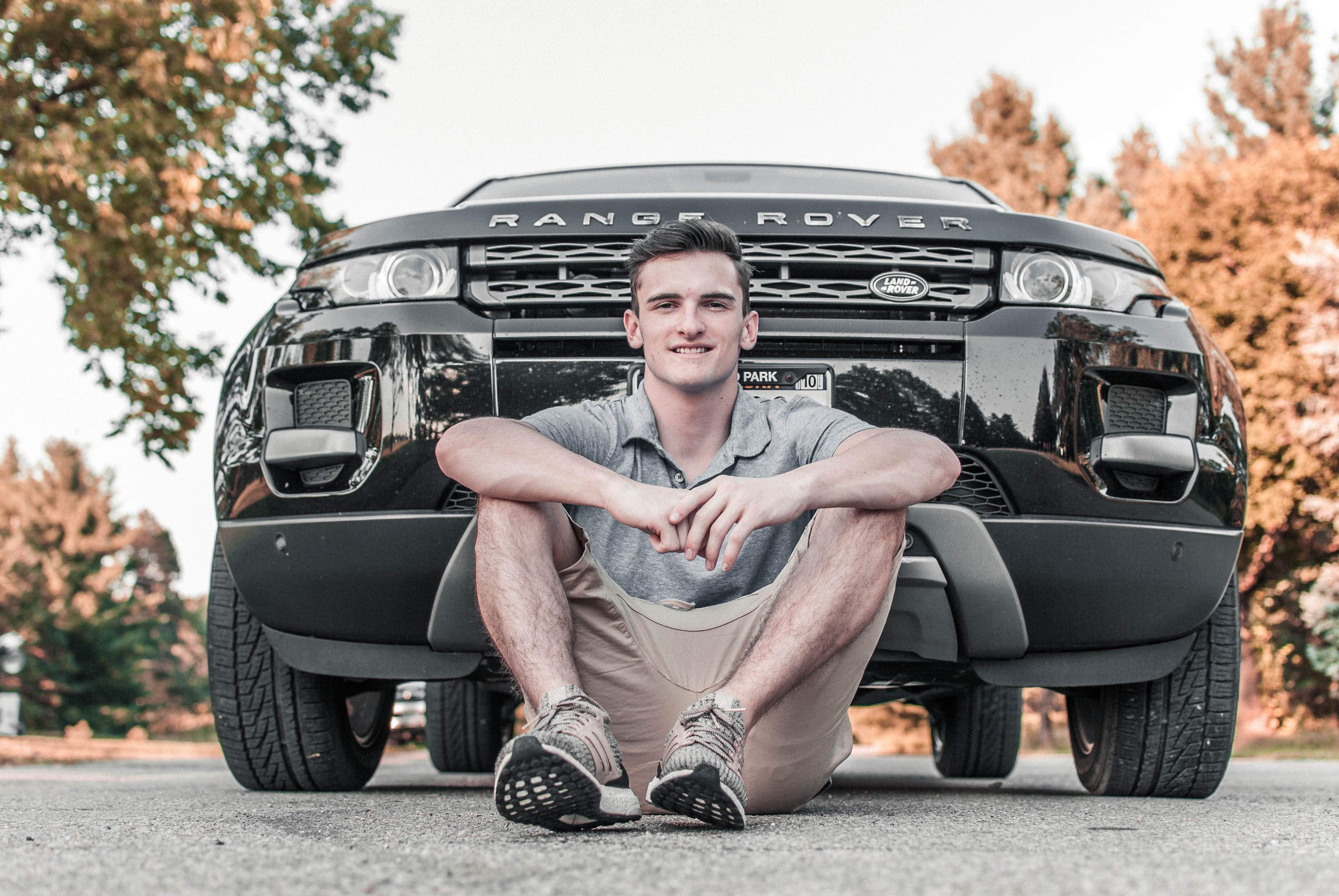 hairstyle, male, caravan, polo, smiling, lincoln, young men, style, human, automobile, range rover, men, people, portrait, transportation, fashion, gray, HD Wallpaper
