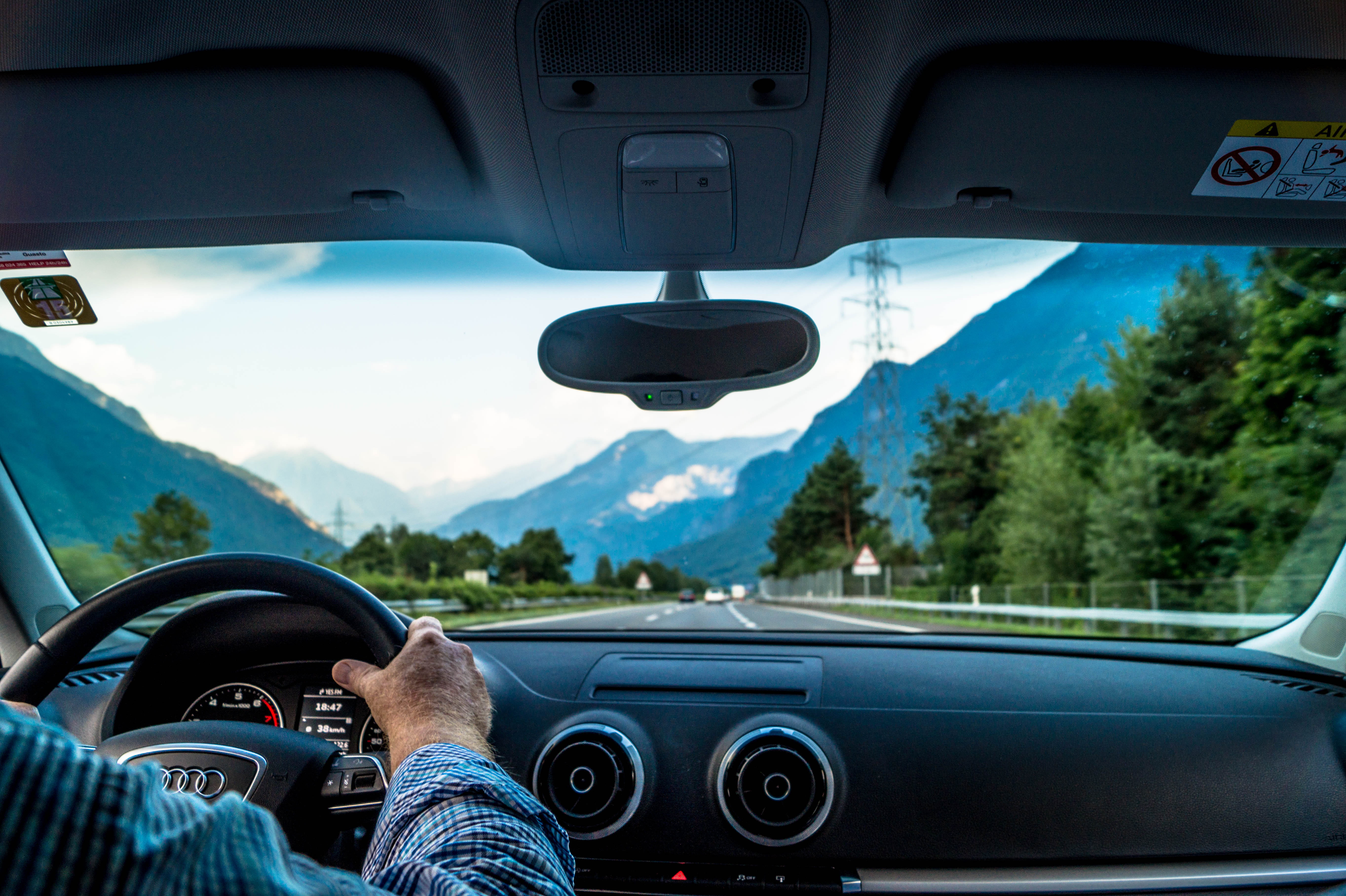 human hand, drive, windshield, 5K, automobile, travel, driving, motion, motor vehicle, audi, hand, one person, steering wheel, vehicle, human body part, HD Wallpaper