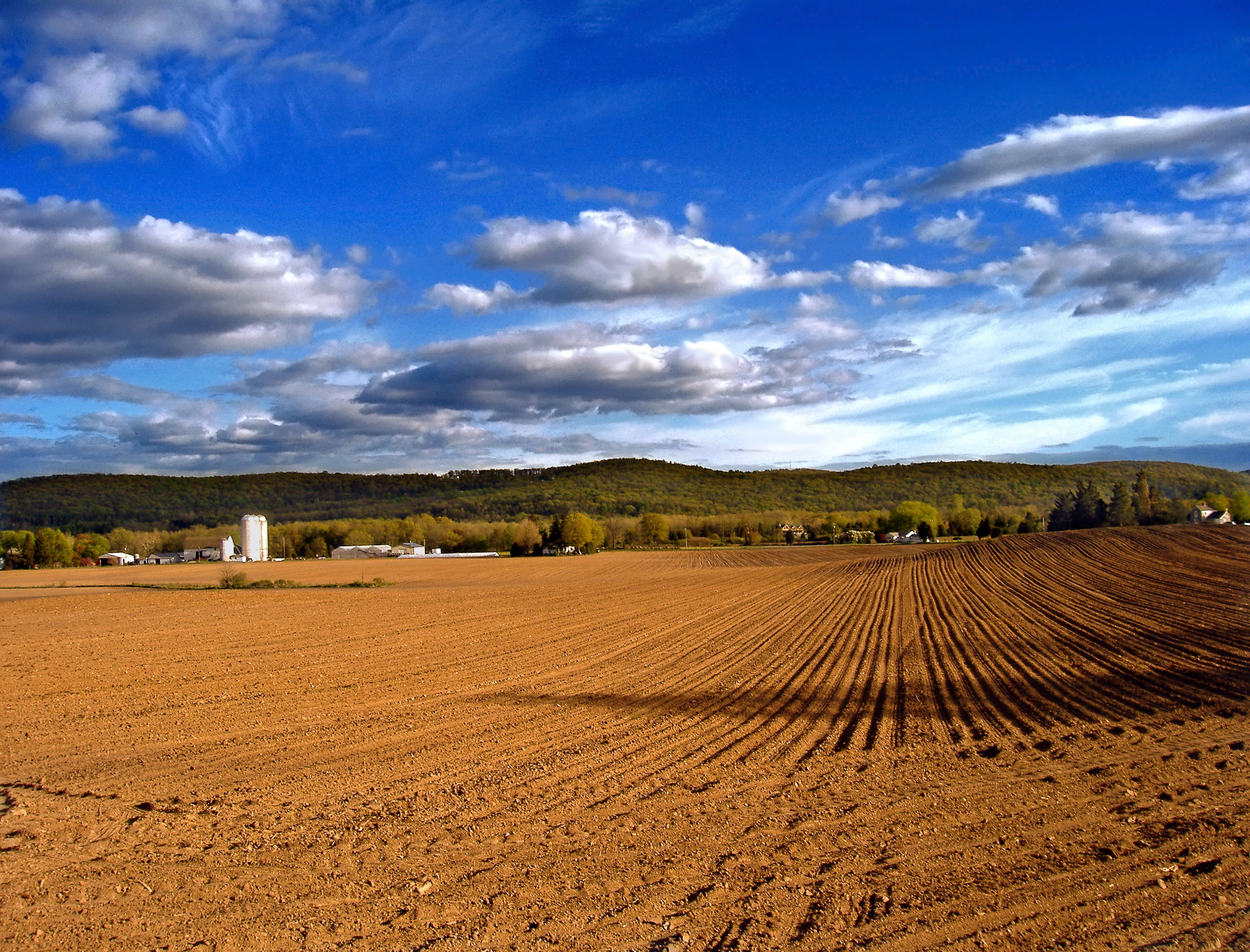 Warren County, 1080P, stratocumulus, land, outdoors, clouds, Vast, landscape, plowed Field, daytime, brown, rural Scene, New Jersey, spring, altostratus, HD Wallpaper