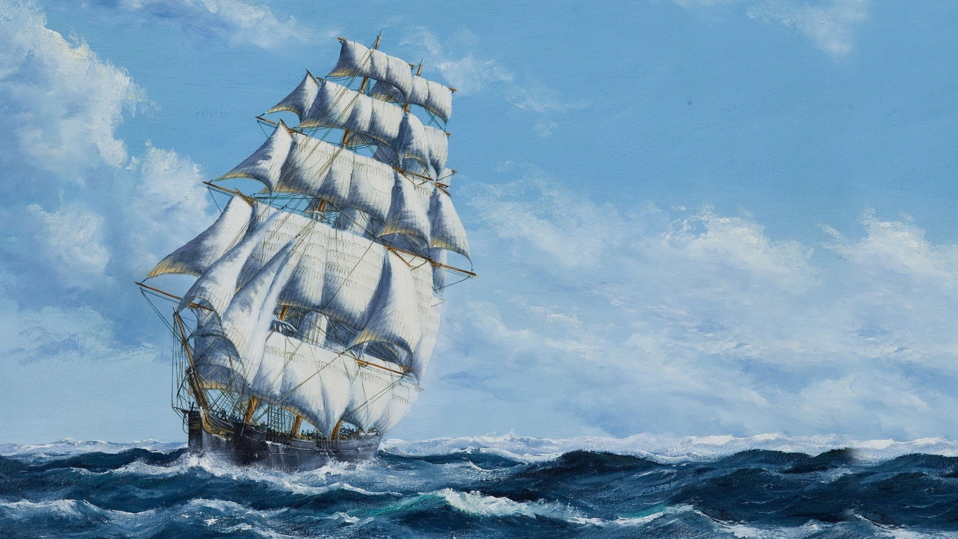 1920x1080 px, John Bentham, john, x, px, ship, branch, hd, Sailing Ship, 1080P, Dinsdale, sailing, art, people, alyssa, bentham, HD Wallpaper