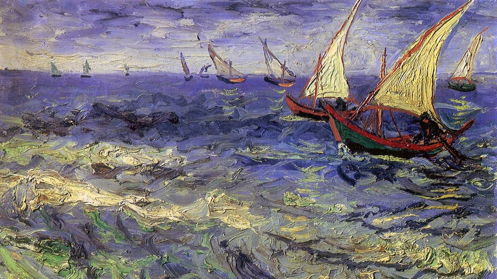 day, land, no people, mode of transportation, water, wood - material, beach, fishing boat, outdoors, rippled, nautical vessel, transportation, 720P, vincent van gogh boat painting sea artwork classic art, HD Wallpaper
