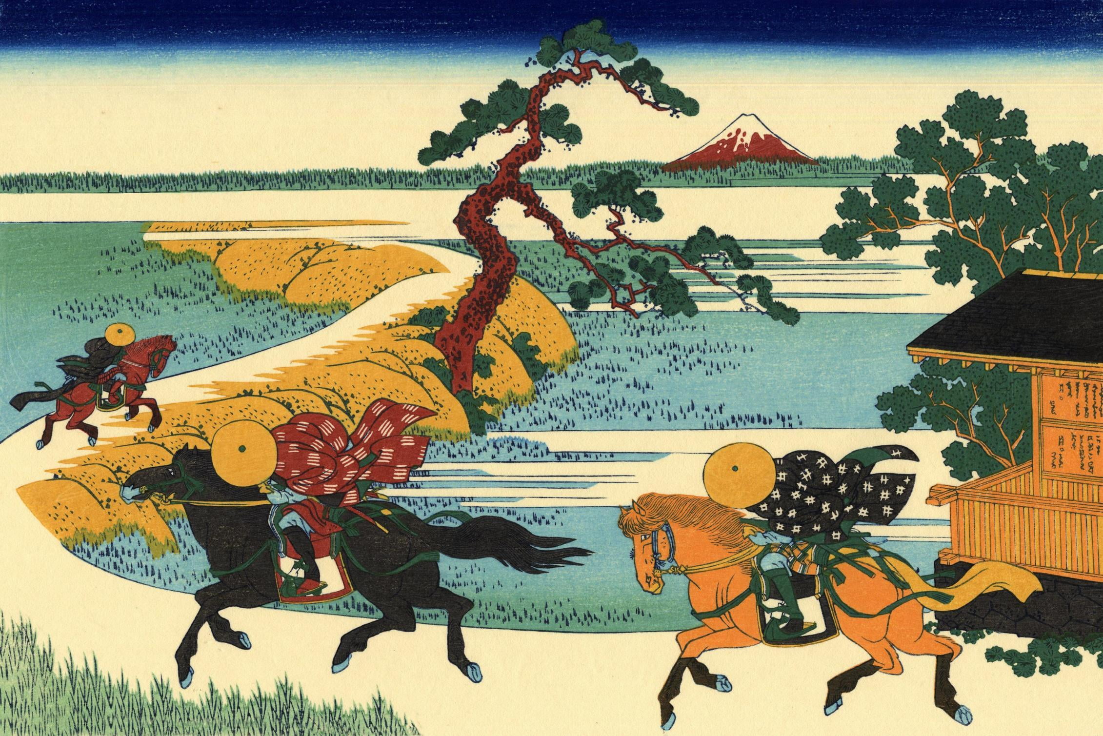 domestic animals, katsushika, animal wildlife, representation, plant, domestic, no people, mammal, art and craft, person, creativity, 1080P, hokusai, nature, HD Wallpaper