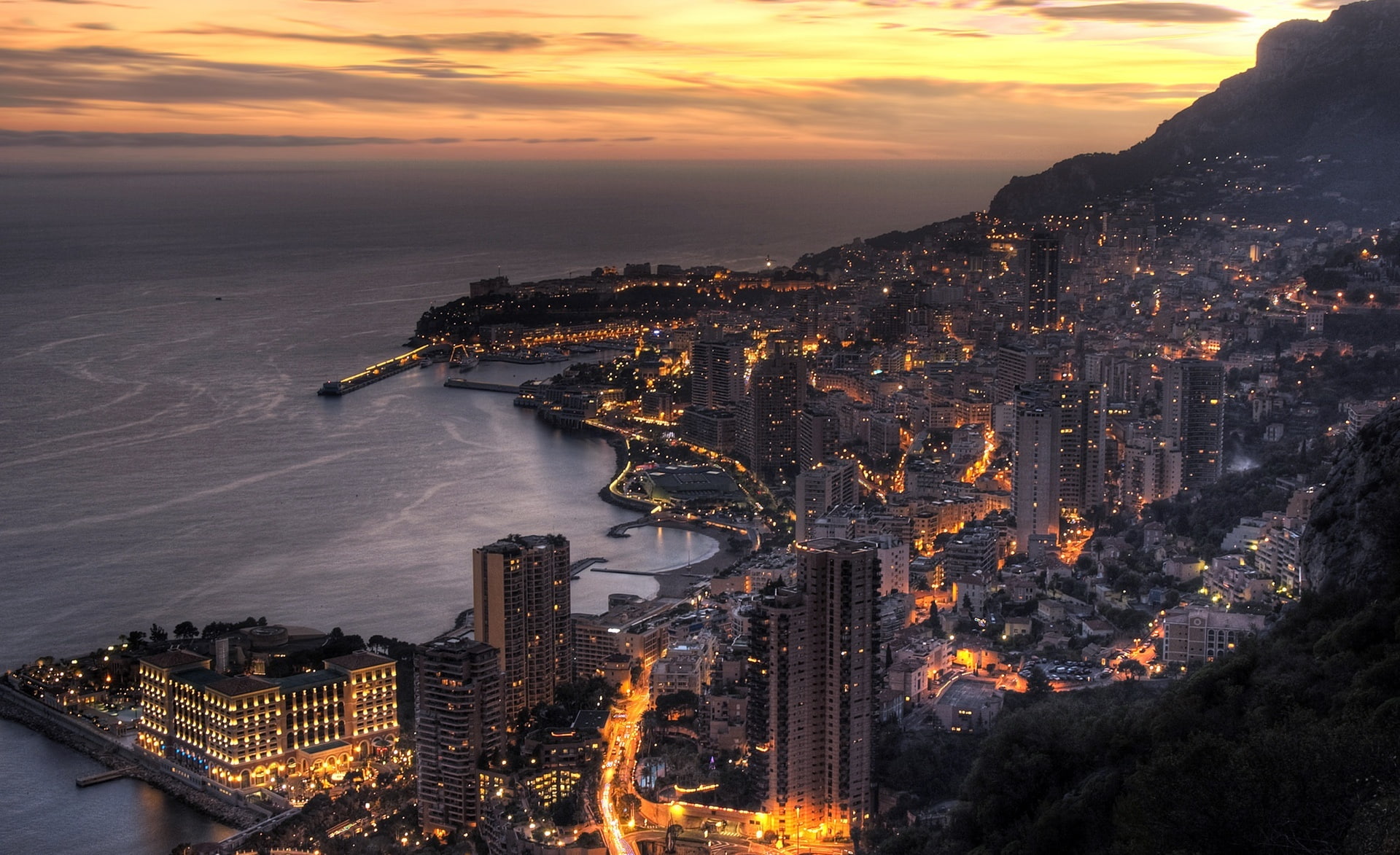 modern, high angle view, horizon over water, sea, Europe, nature, photography, City, Cityscape, 1080P, sunset, skyscraper, Others, cloud - sky, building, HD Wallpaper