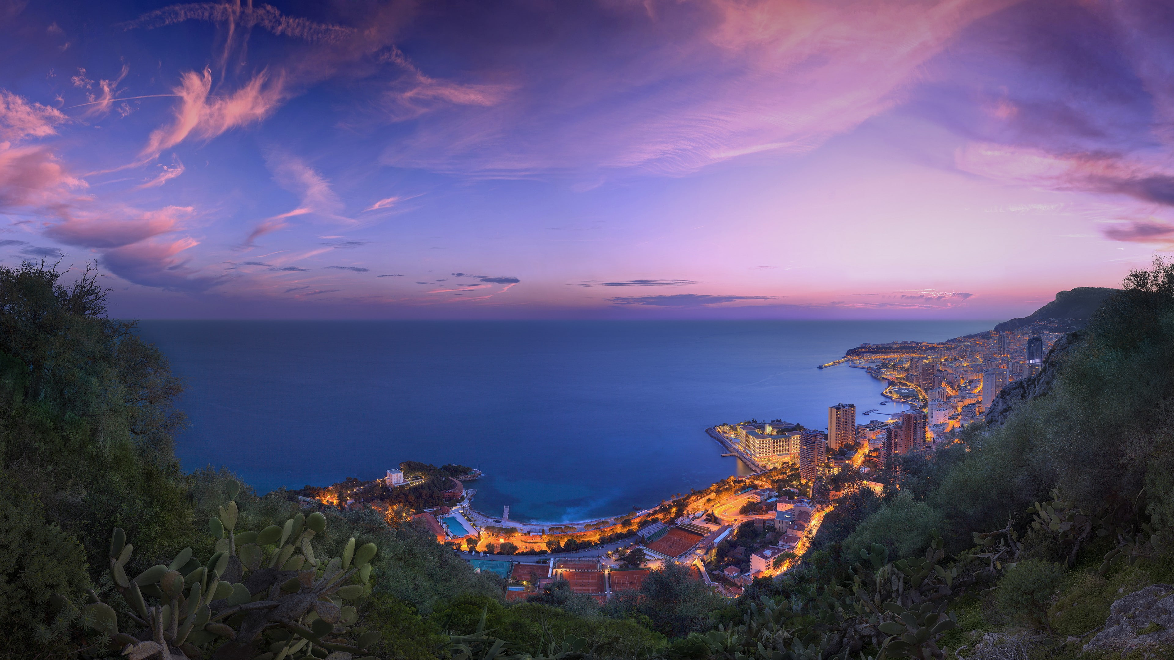 sky, nature, city, Monaco, 4K, HD Wallpaper