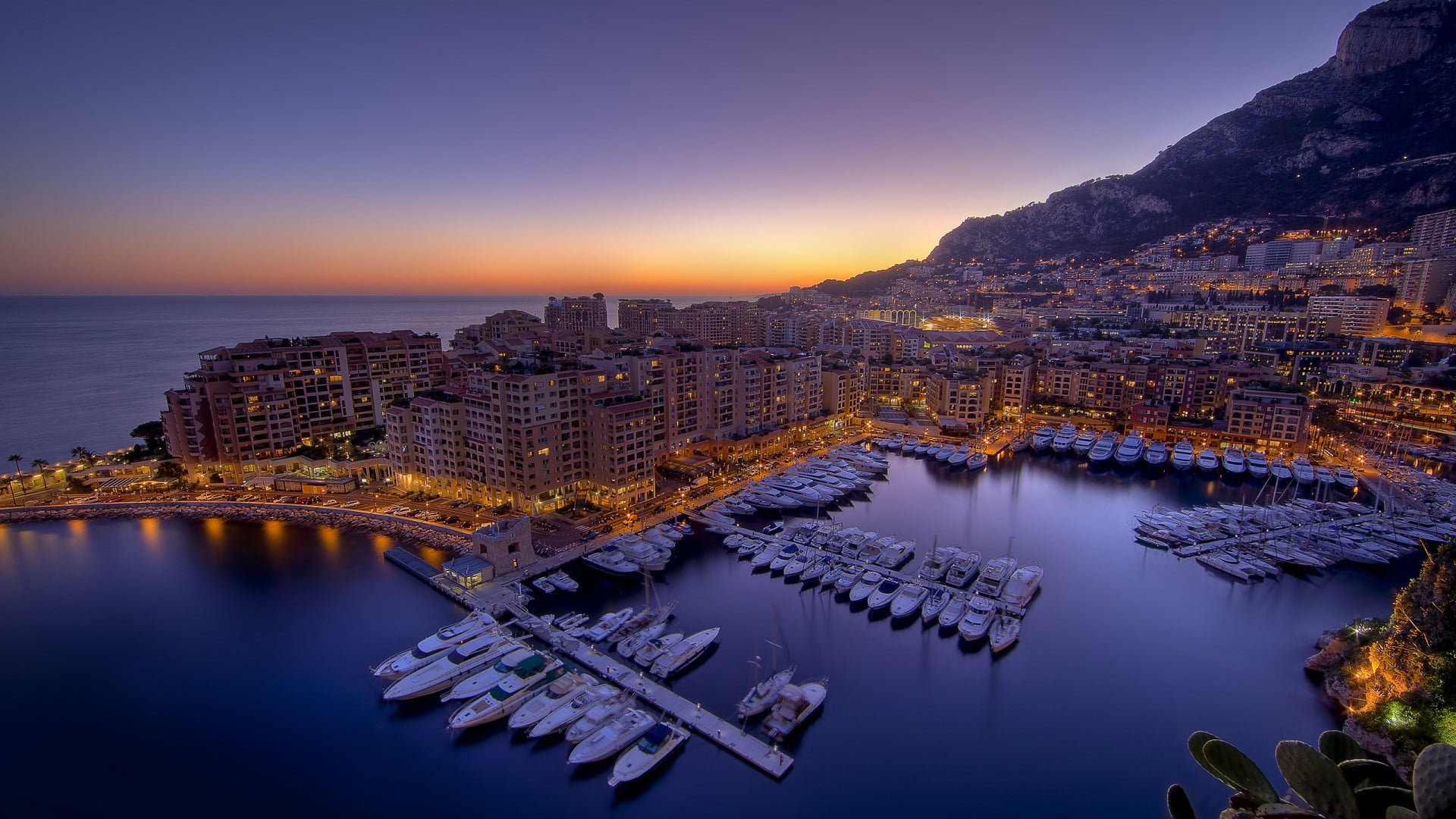 outdoors, no people, hi, architecture, travel destinations, 1080P, high angle view, buildings, Monaco, beauty in nature, water, reflection, skyscraper, HD Wallpaper