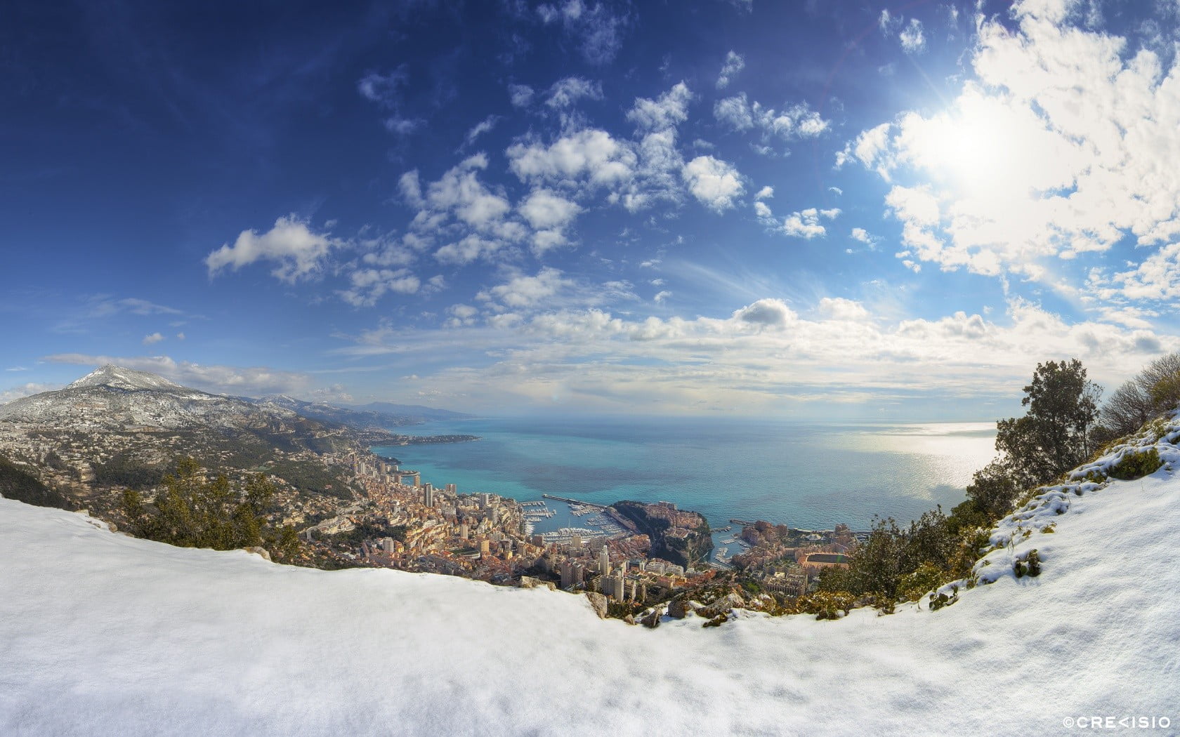 photography, landscape, sky, Monaco, 720P, white color, aerial, outdoors, snow, environment, snowcapped mountain, beauty in nature, tranquil scene, day, HD Wallpaper