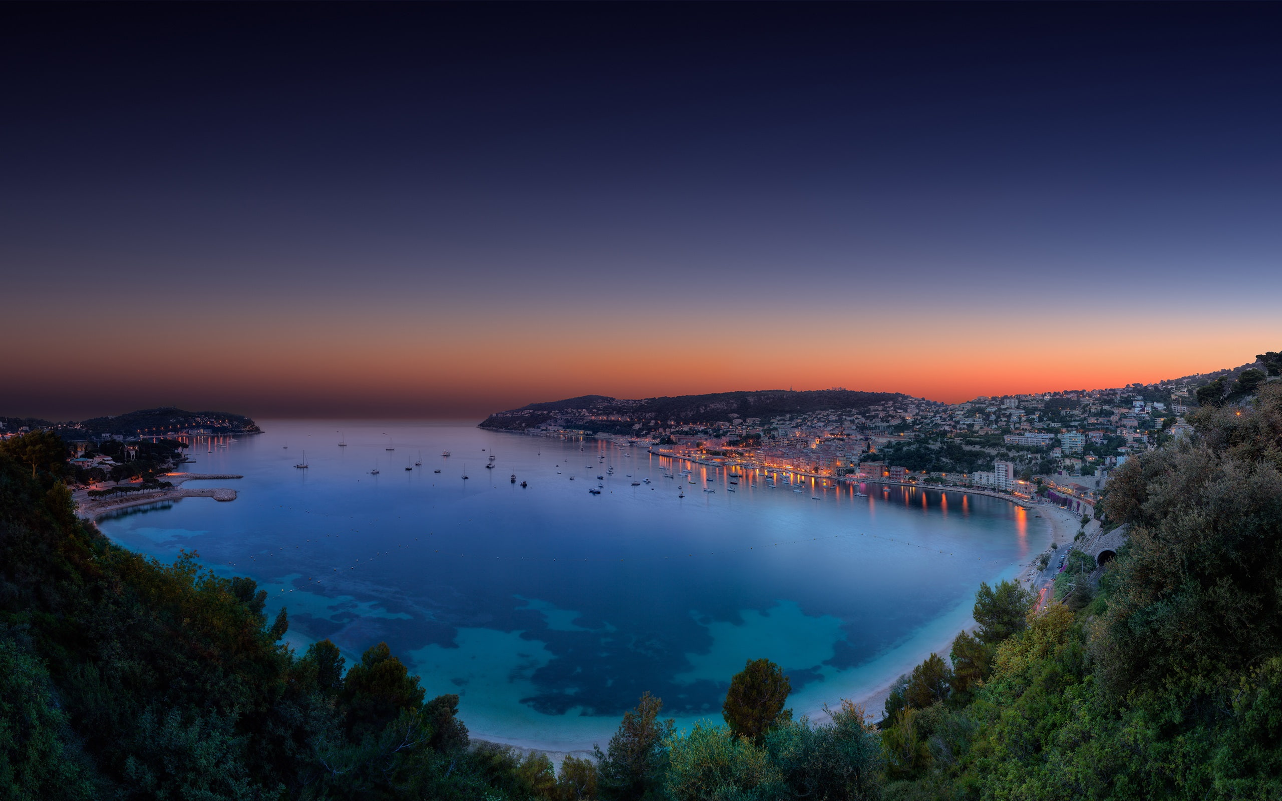 Riviera, Bay, Monaco, Panorama, 2K, French, Dusk, Evening, Sunset, HD Wallpaper
