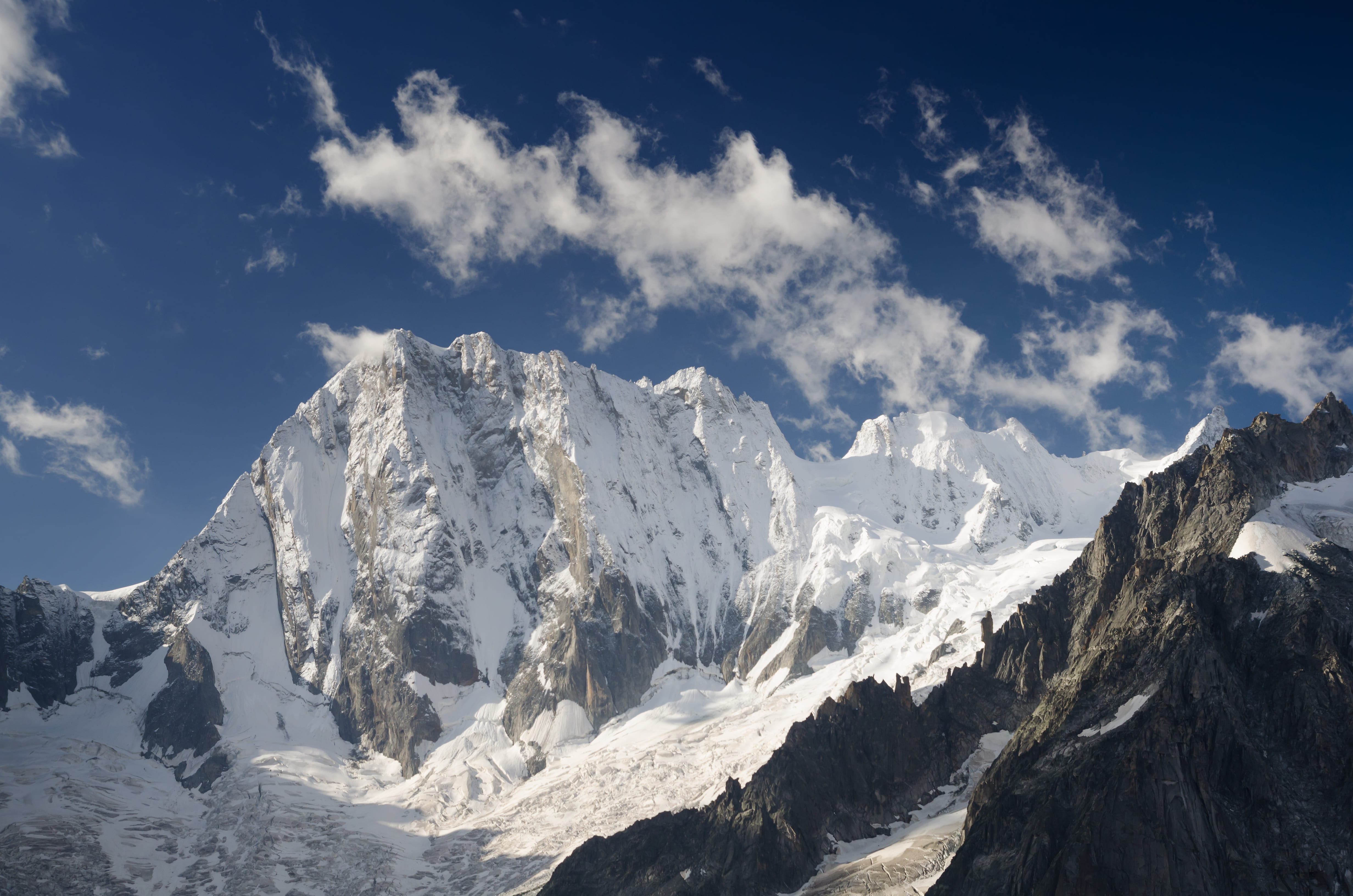 cliff, mountain, snow, chamonix, tranquility, winter, cold temperature, formation, landscape, outdoors, no people, day, jorasses, photography, non-urban scene, HD Wallpaper