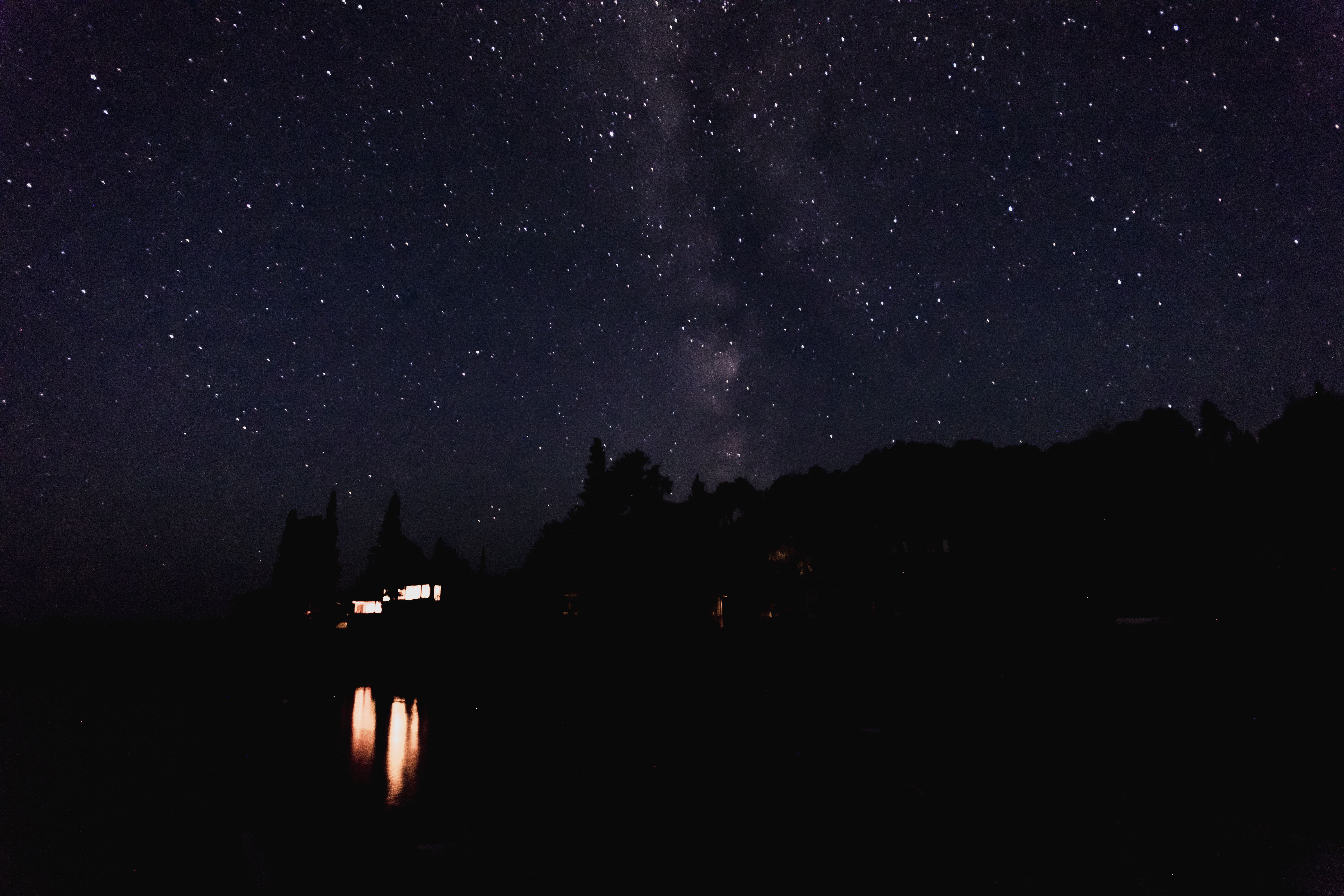 astronomy, clouds, house, no people, sky, water, nature, star - Space, space and astronomy, beauty in nature, idyllic, stars, starry, space, taken, outdoors, HD Wallpaper