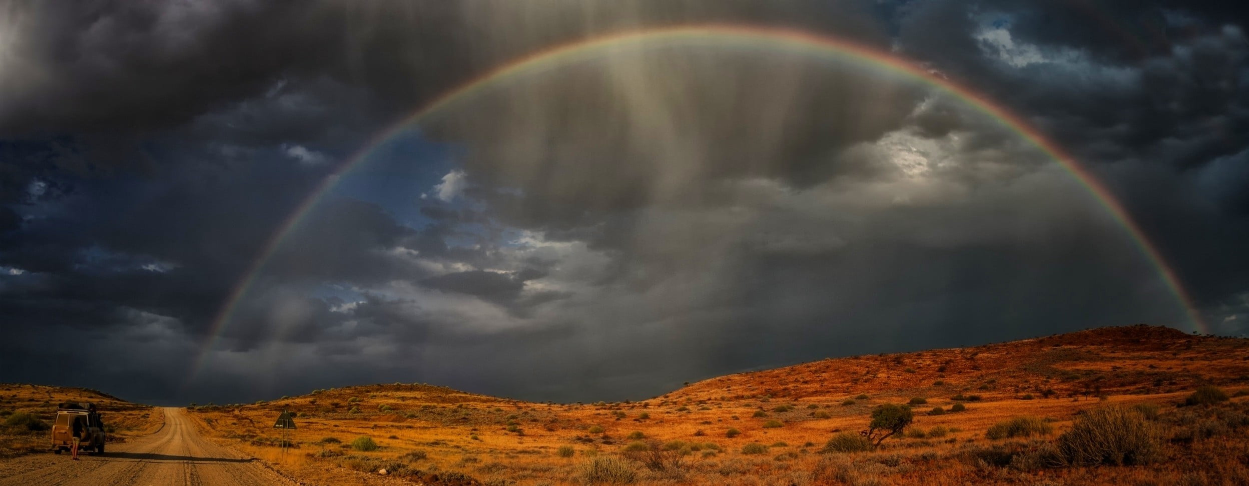 dirt road, no people, 1080P, environment, cloud - sky, 4x4, beauty in nature, natural phenomenon, storm cloud, outdoors, multi colored, scenics - nature, HD Wallpaper