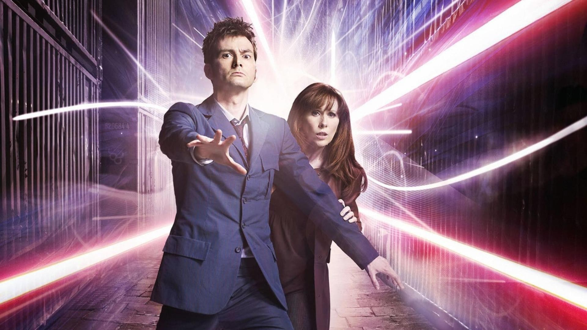 looking at camera, 1080P, hairstyle, TARDIS, illuminated, women, futuristic, males, architecture, Doctor Who, motion, couple - relationship, young adult, HD Wallpaper