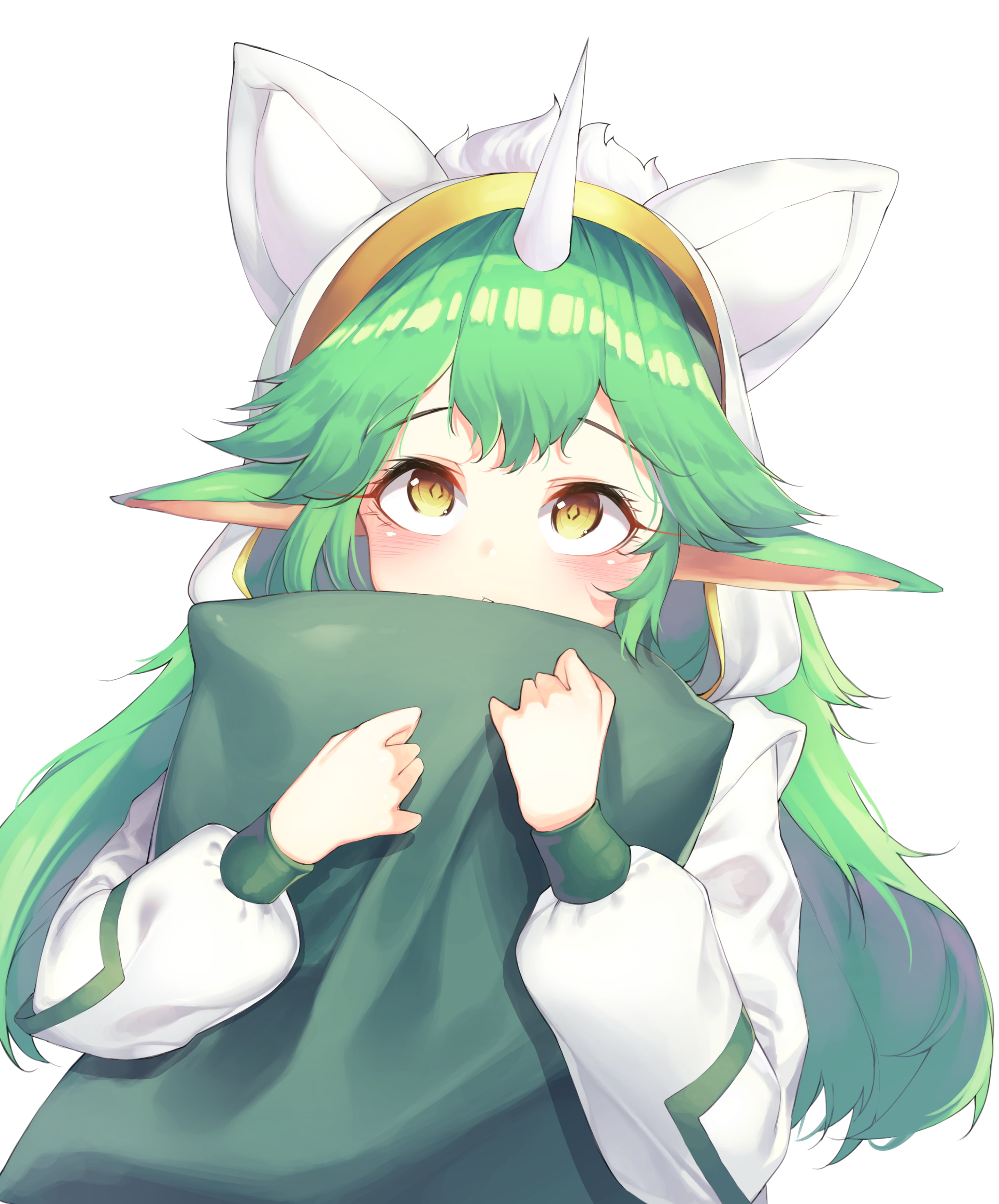 league of legends, 2K, green hair, anime style, animal ears, soraka, Anime, Phone HD Wallpaper
