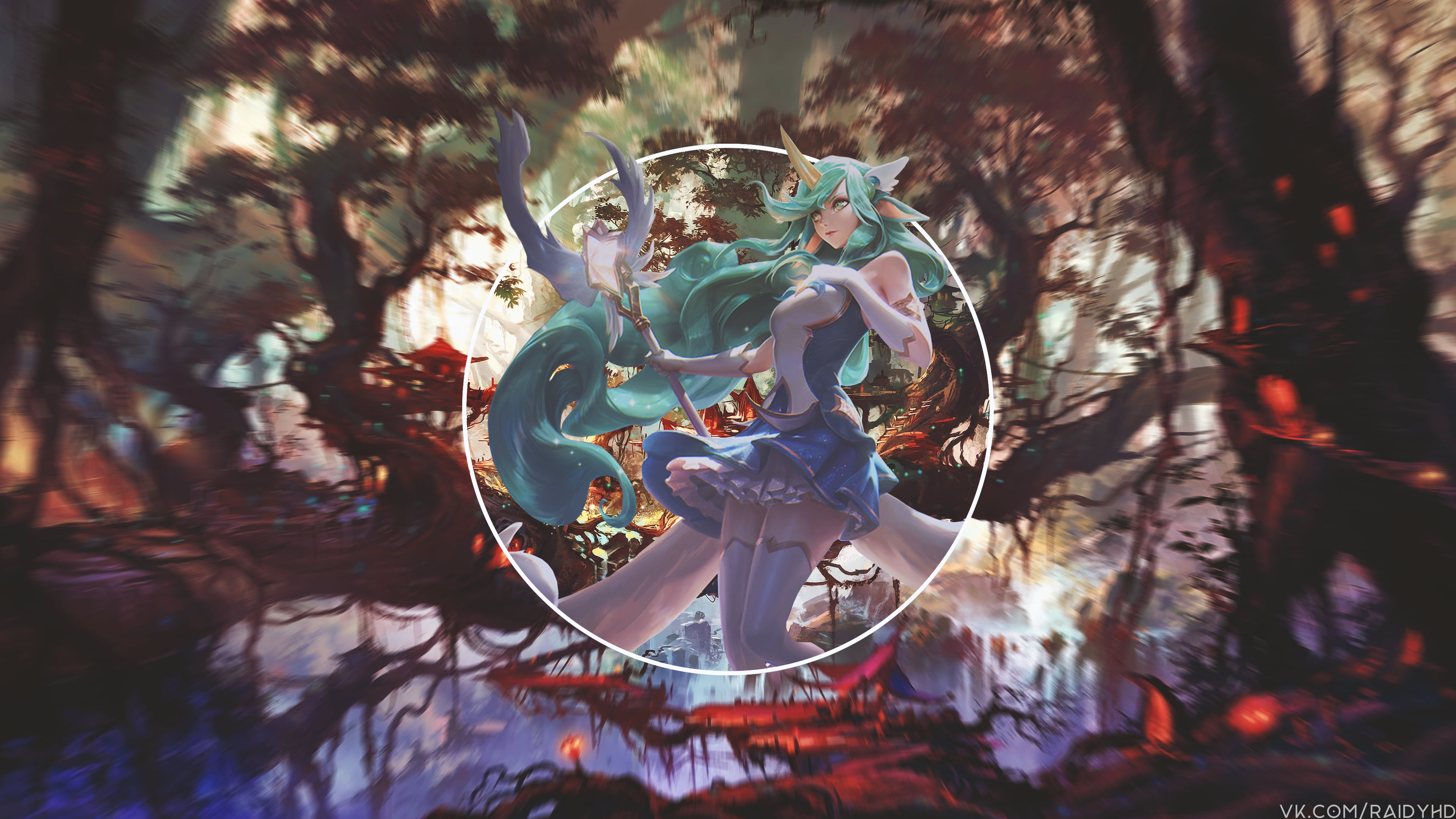 League of Legends, picture-in-picture, anime, anime girls, 4K, Soraka (League of Legends), HD Wallpaper