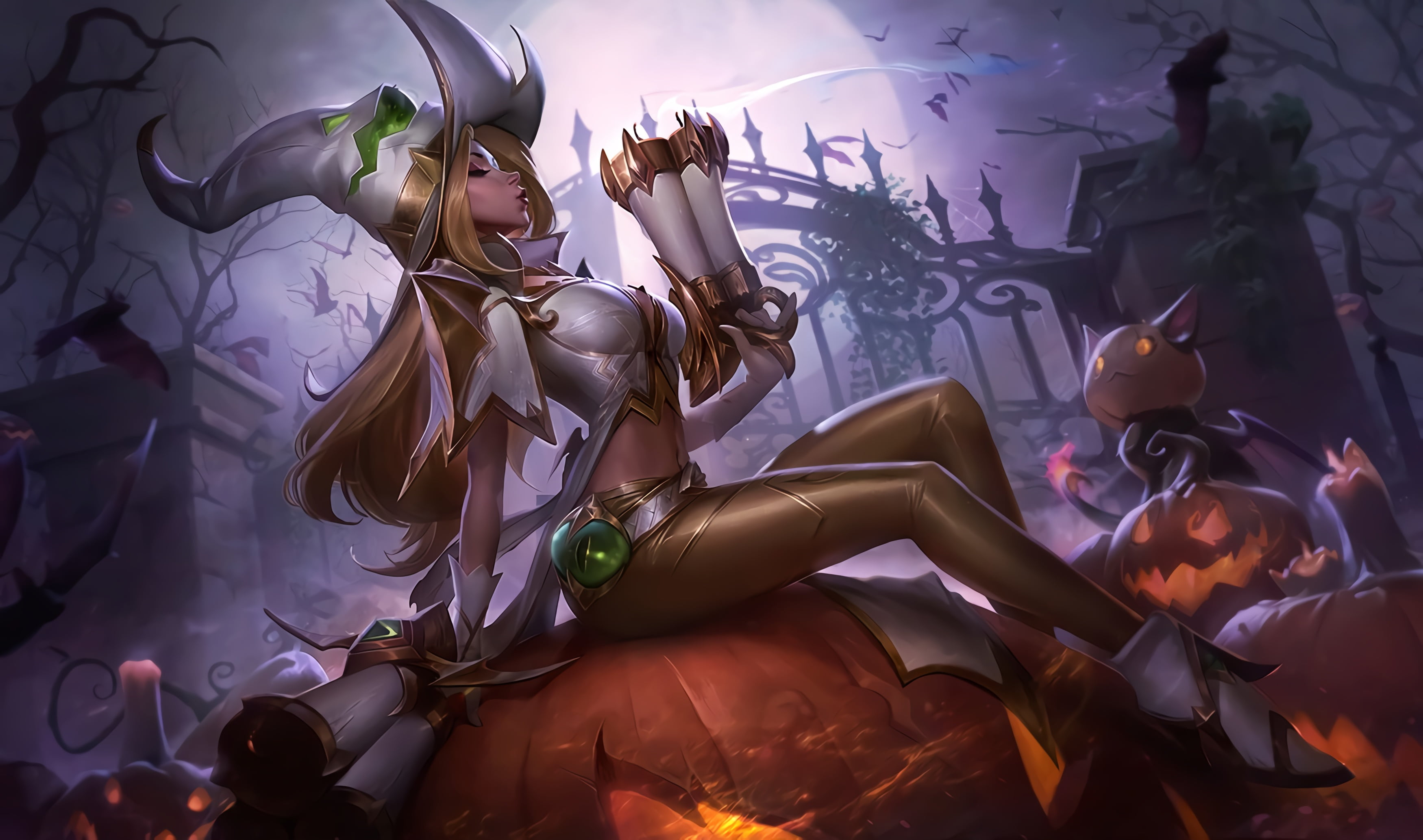 candles, League of Legends, Miss Fortune (League of Legends), 2K, Jack O Lantern, Halloween, Miss Fortune, HD Wallpaper