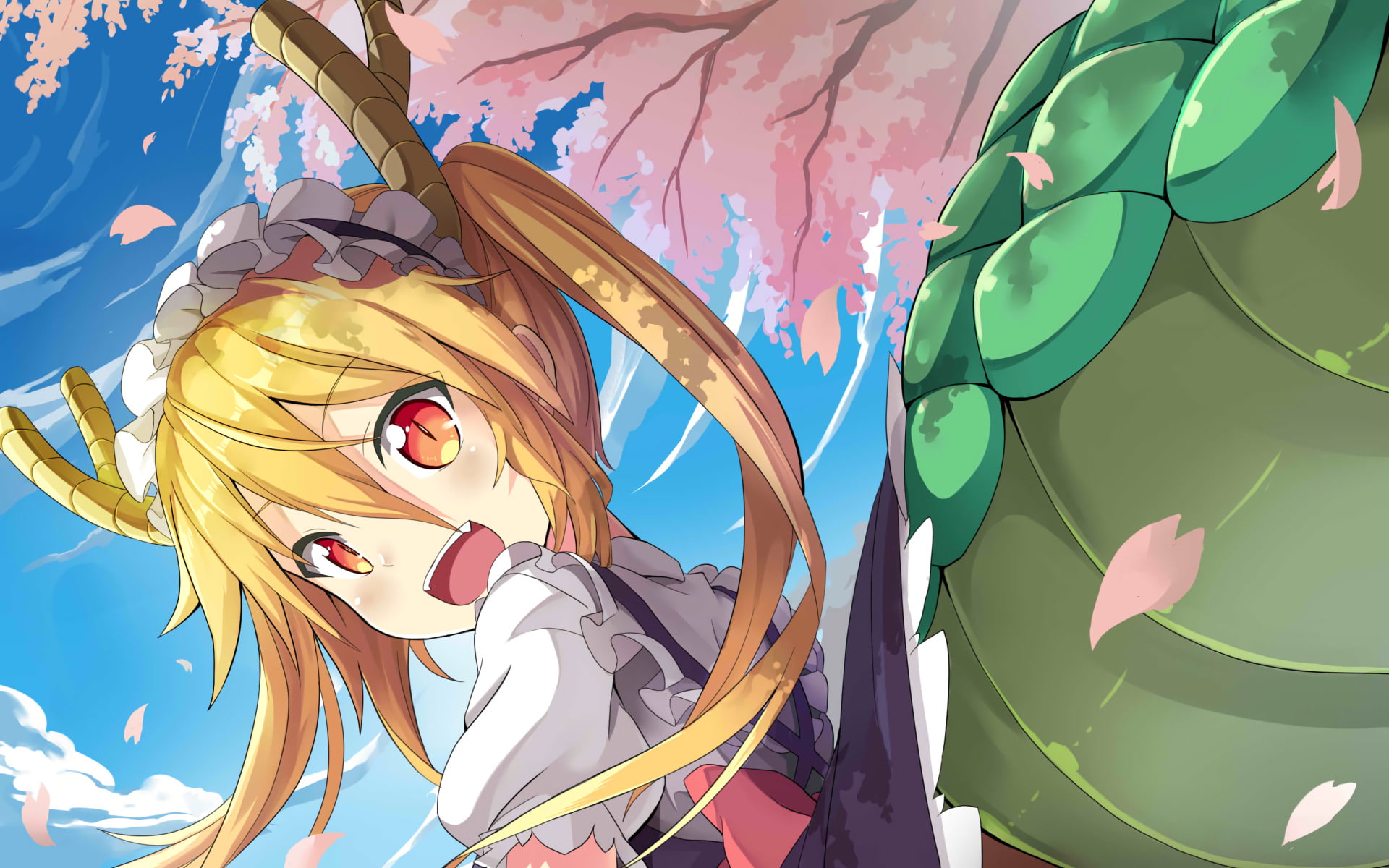 Anime, Miss Kobayashis Dragon Maid, no people, outdoors, craft, sunlight, art and craft, multi colored, pattern, day, sky, 1080P, close-up, green color, HD Wallpaper