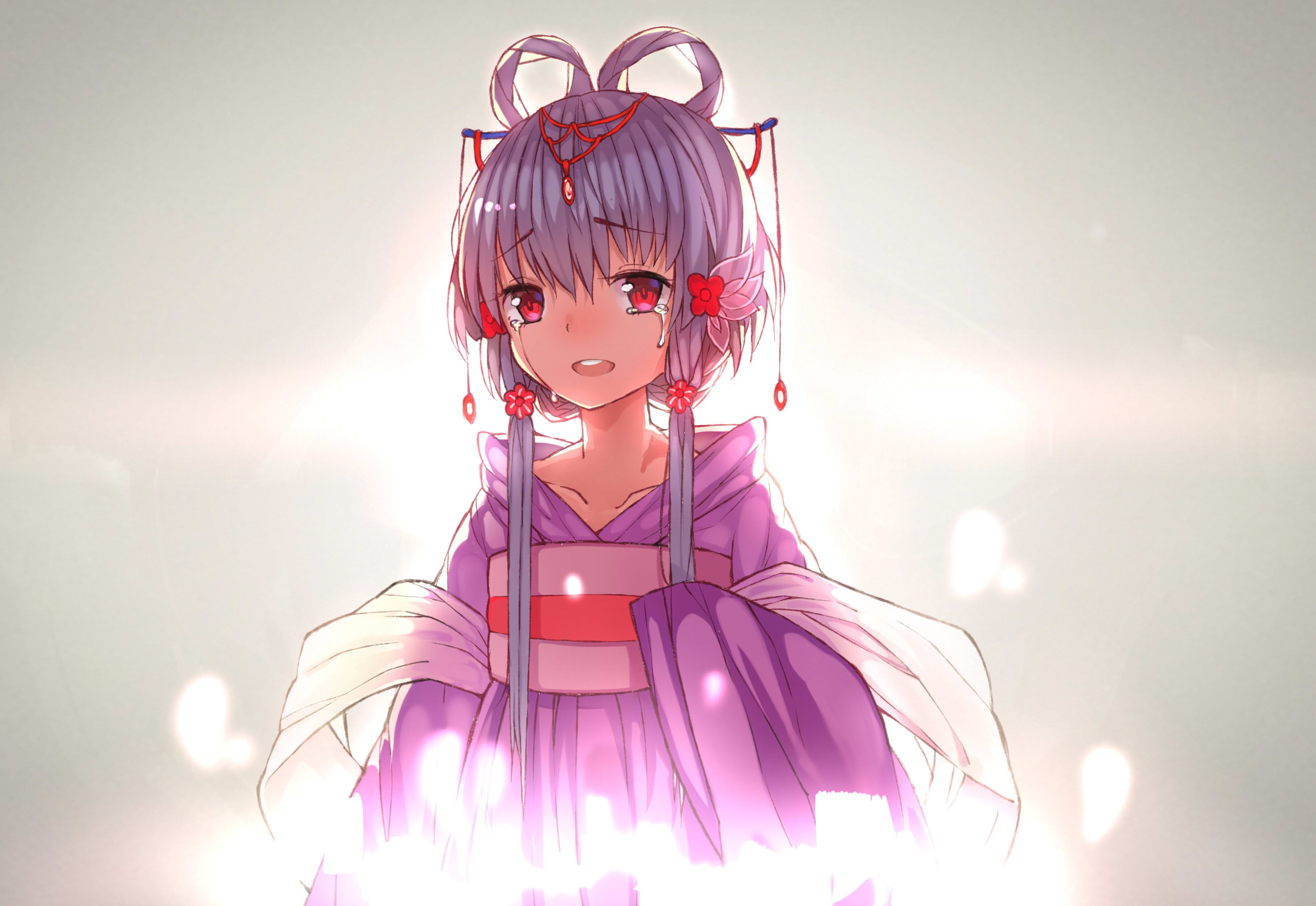 tears, creativity, kimono, portrait, beautiful woman, childhood, hair, Luo Tianyi, one person, Chinese dress, sky, lifestyles, 2K, art and craft, crying, HD Wallpaper