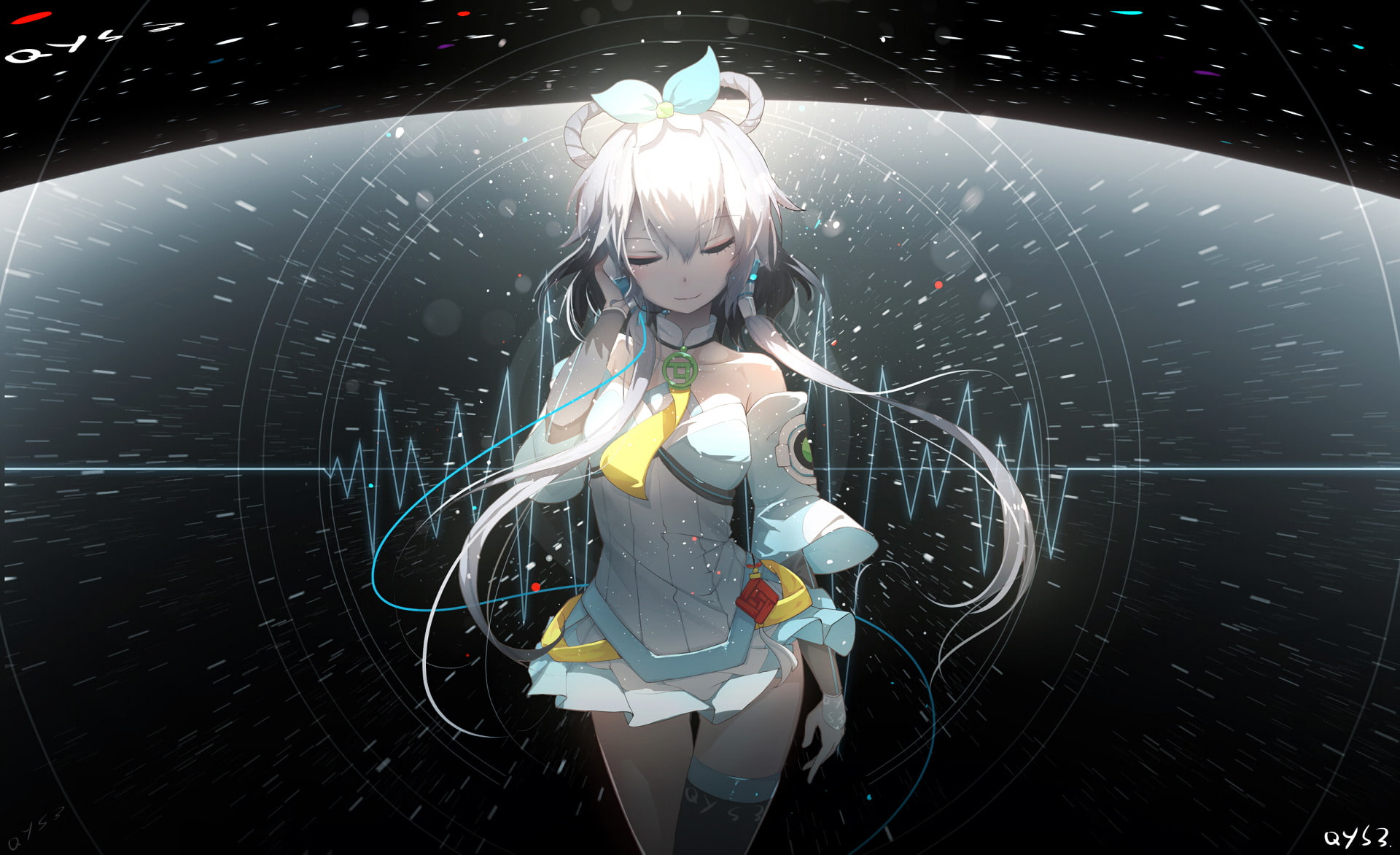 Luo Tianyi, three quarter length, Vocaloid, indoors, digital composite, technology, standing, lens flare, nature, Anime, holding, real people, women, child, HD Wallpaper