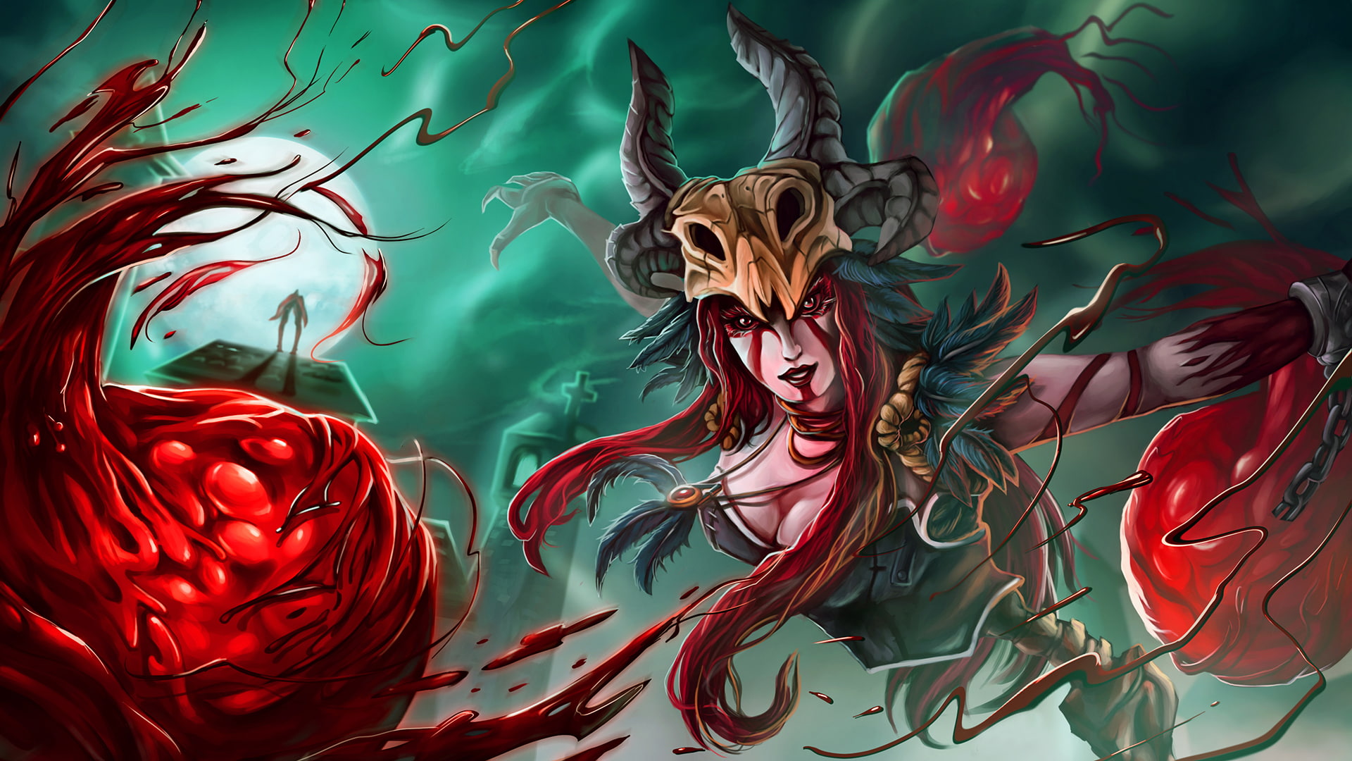 girl, blood, League of Legends, Syndra, Dark Sovereign, 1080P, HD Wallpaper