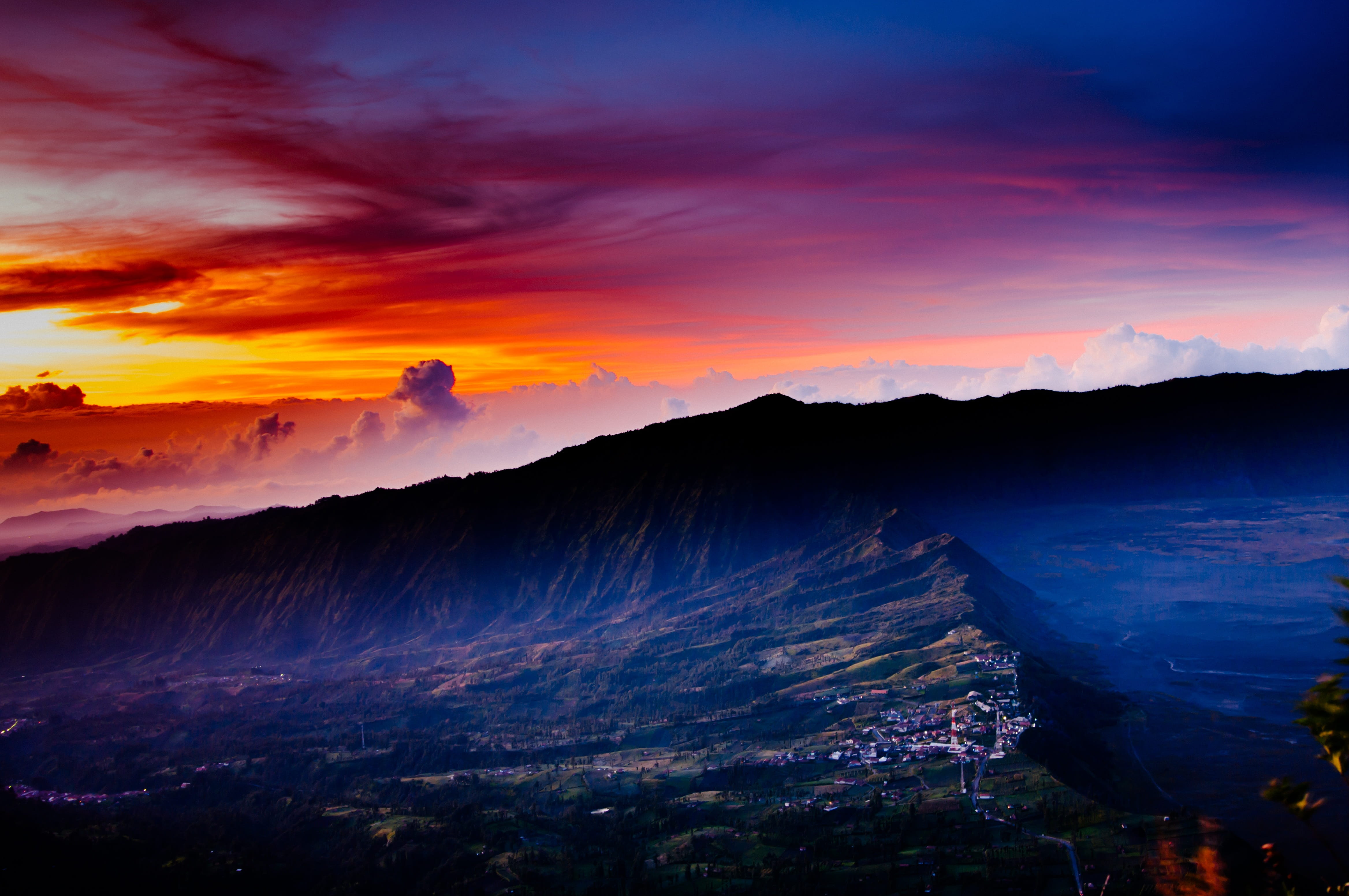 crater, tranquility, tourism, hiking, active volcano, tranquil scene, mountain range, scenics - nature, indonesia, java, high angle view, sky, outdoors, HD Wallpaper