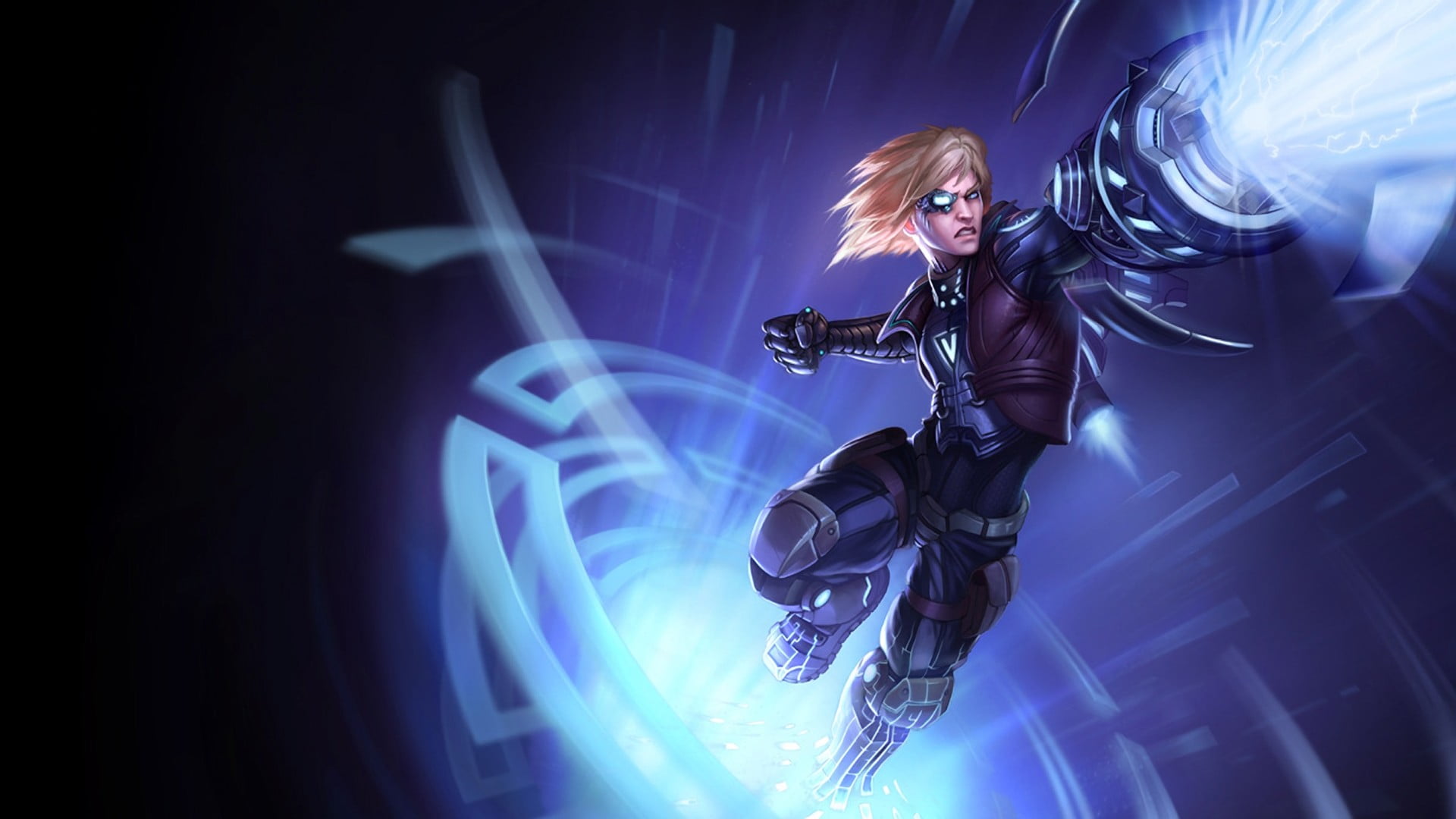 indoors, blond hair, 1080P, communication, women, sari, one person, studio shot, laser, hair, standing, young adult, night, Ezreal, purple, League of Legends, HD Wallpaper