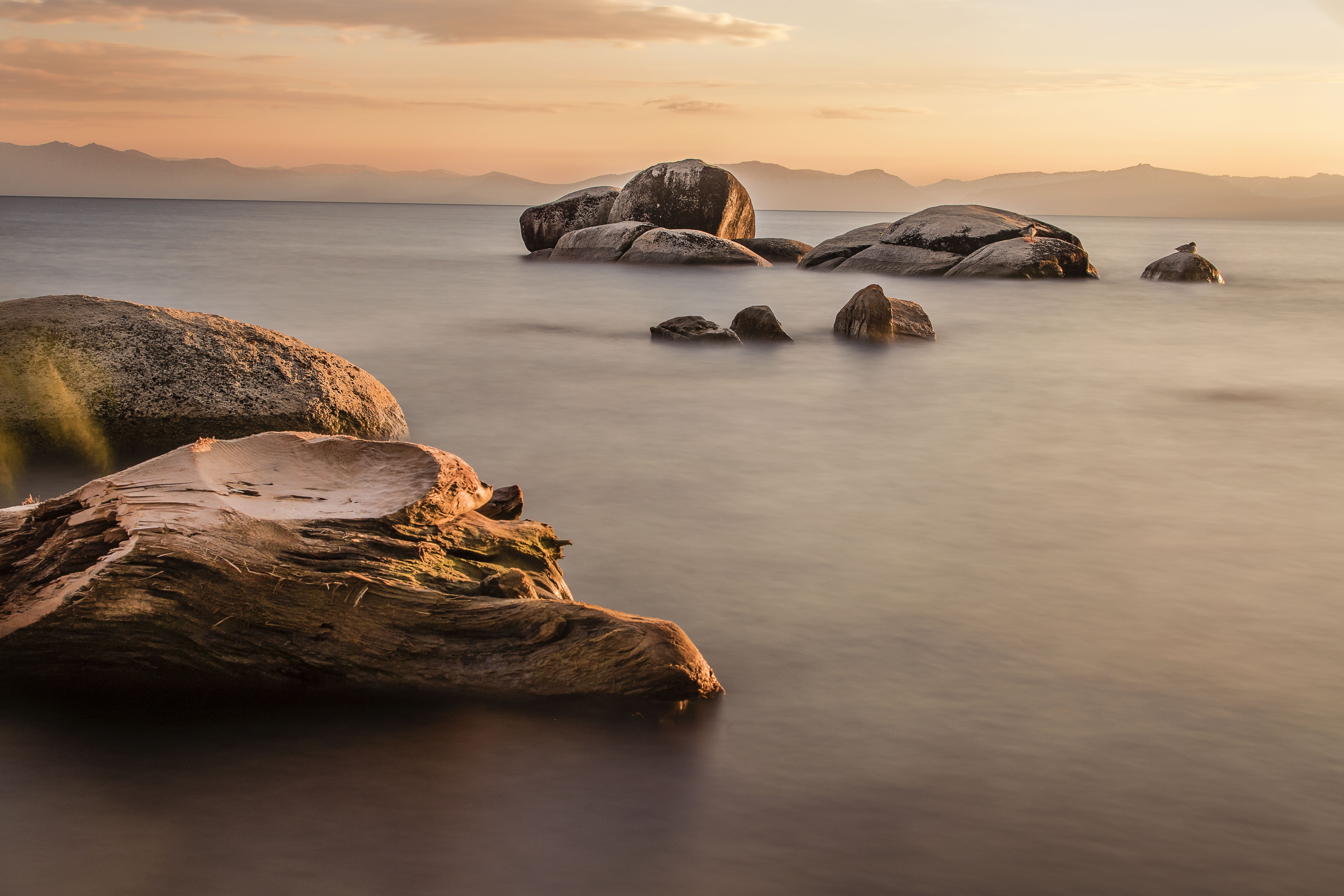 scenics, sunset  lake, beach, dusk, body, water, tahoe, body of water, sea, lake, mother nature, light, beauty In Nature, beautiful, living, evening, travel, HD Wallpaper