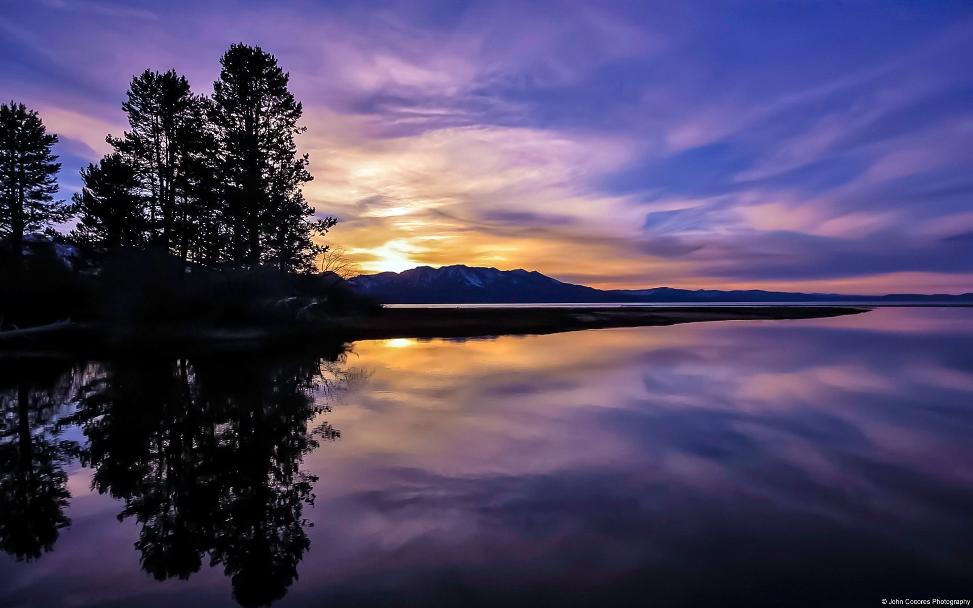 reflection lake, idyllic, symmetry, outdoors, plant, waterfront, 1080P, windows, tranquility, hd, non-urban scene, tahoe, silhouette, nature, HD Wallpaper
