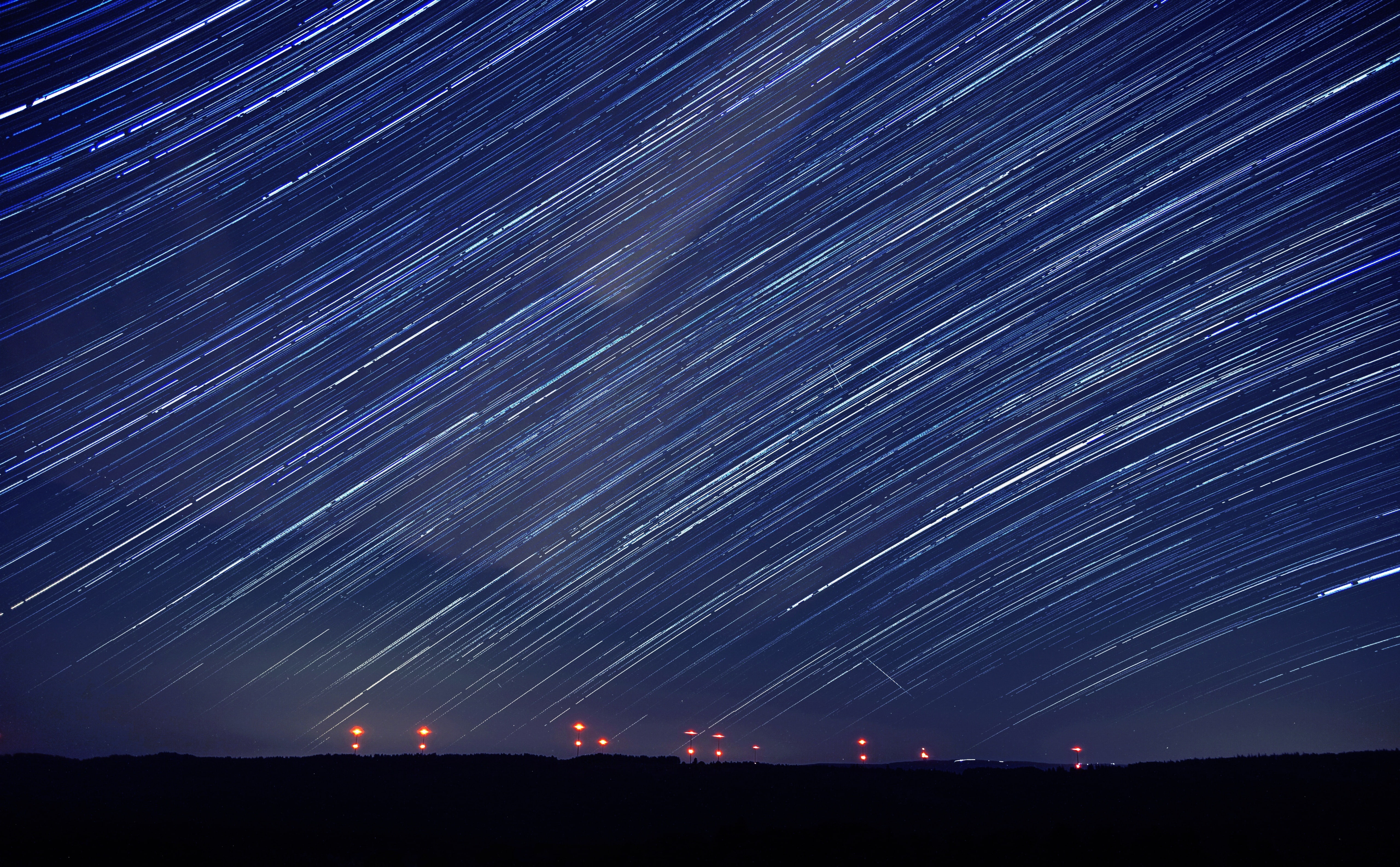long exposure, wind, Nature, space and astronomy, Sun and Sky, Switzerland, Earthrotation, windpark, astronomy, illuminated, Trails, tranquil scene, windfarm, HD Wallpaper