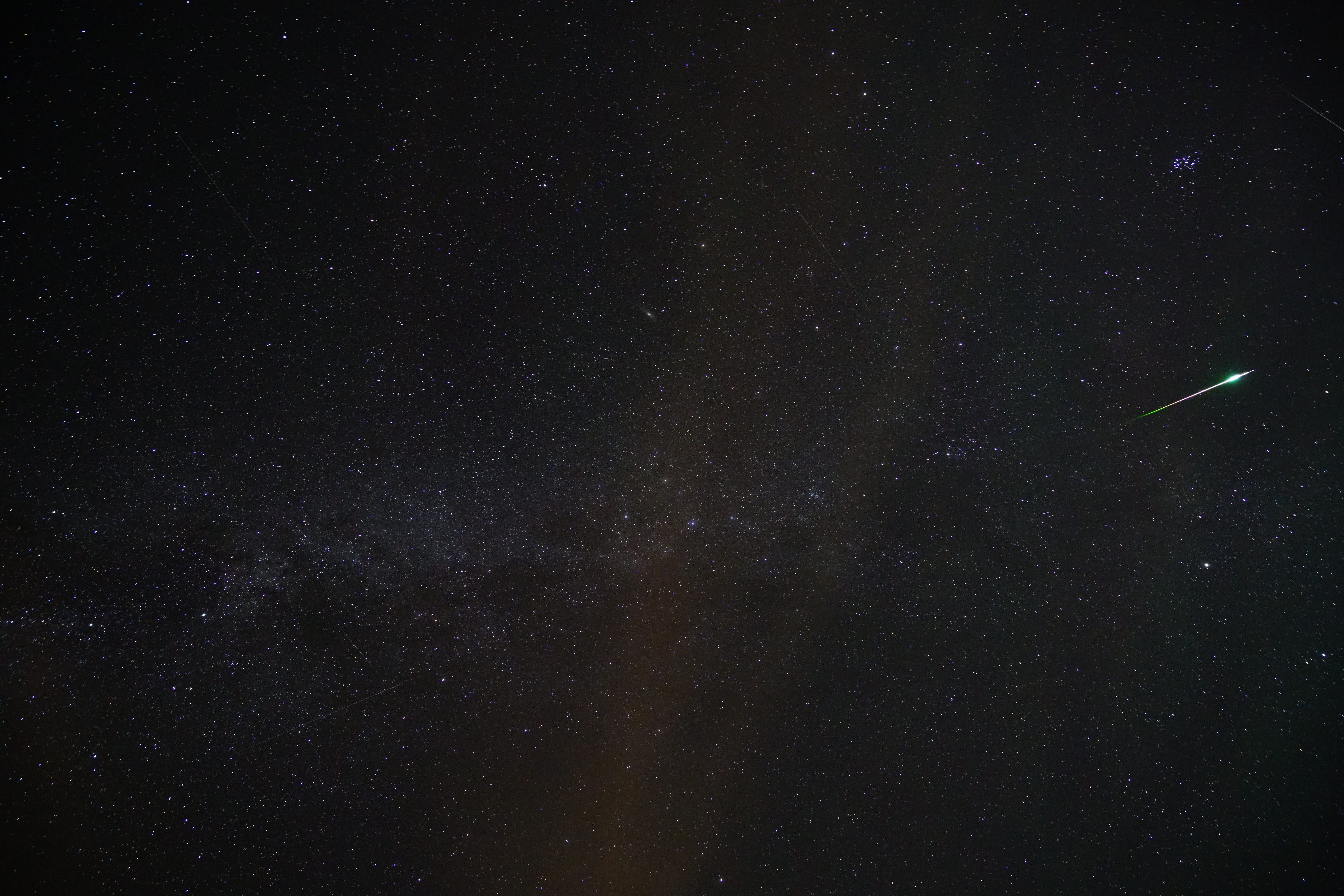 beauty in nature, space and astronomy, meteorite, star field, constellation, backgrounds, shooting star, no people, andromeda, full frame, andromeda galaxy, HD Wallpaper