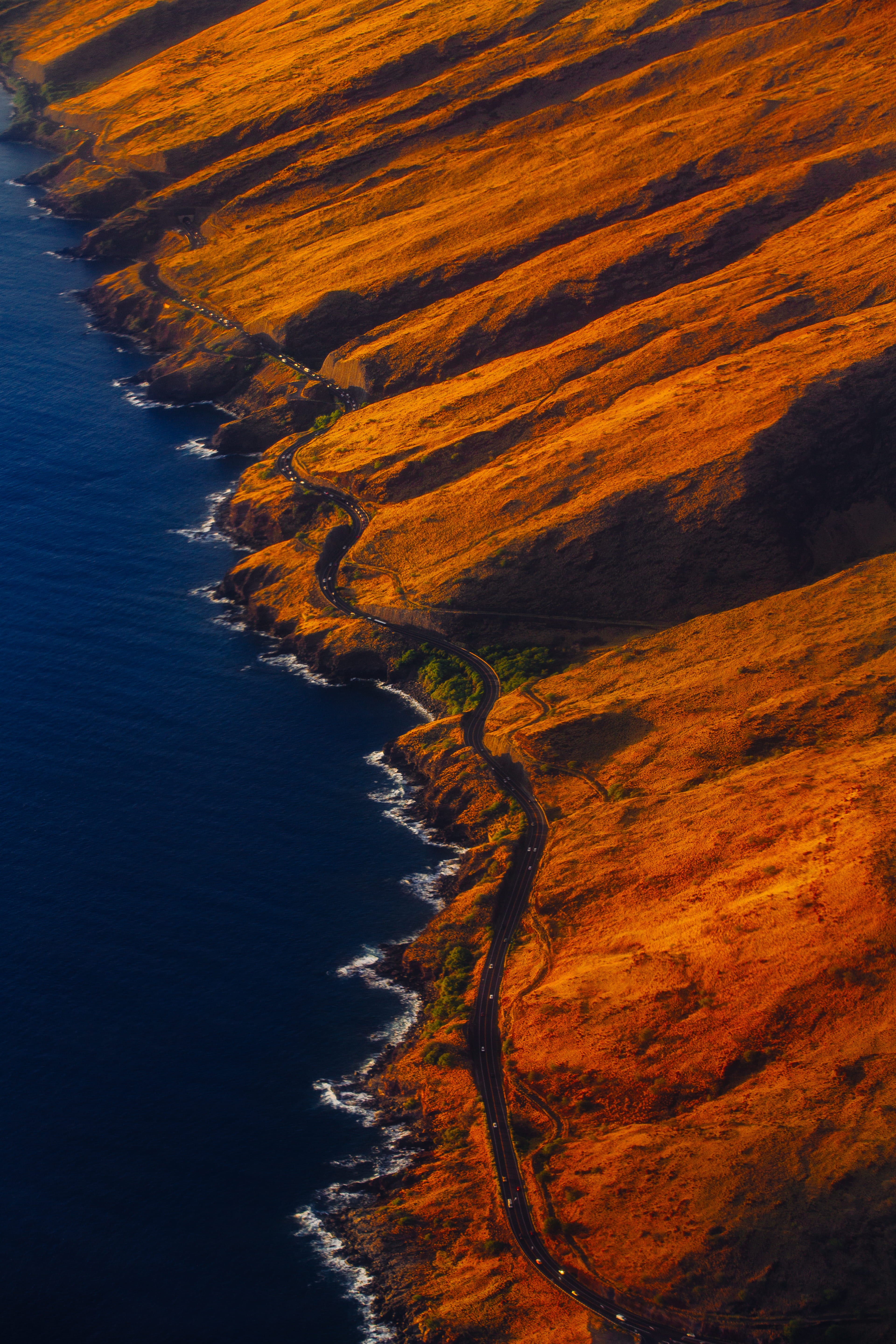 land, environment, tranquil scene, shoreline, orange color, nature, scenics - nature, beauty in nature, sky, seashore, 5K, water, sunset, no people, highway, Phone HD Wallpaper