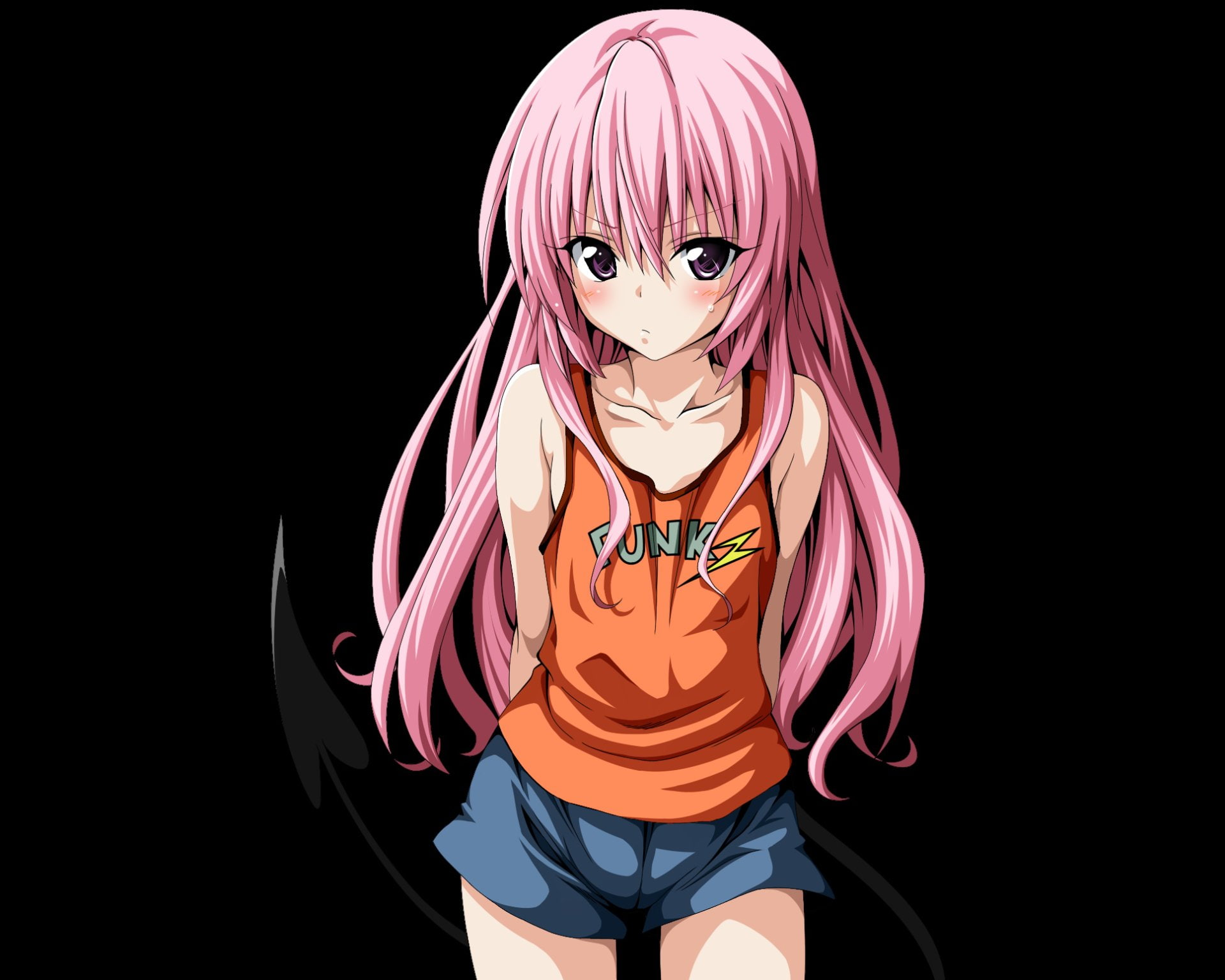 Long Hair, Anime, Nana Aster Deviluke, Purple Eyes, 1080P, Pink Hair, Tail, Shorts, To Love-Ru, HD Wallpaper