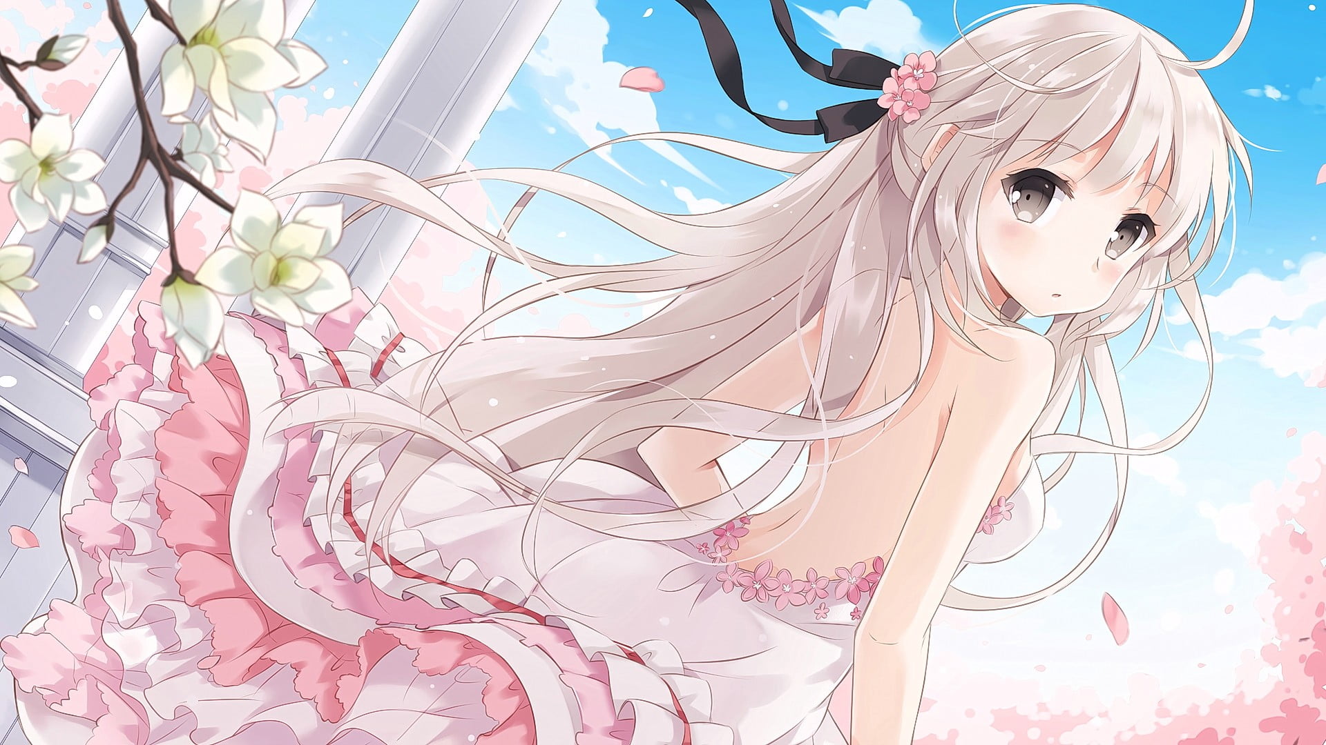 looking at viewer, design, nature, human representation, 1080P, indoors, creativity, day, gray eyes, female likeness, anime girls, blonde, representation, HD Wallpaper